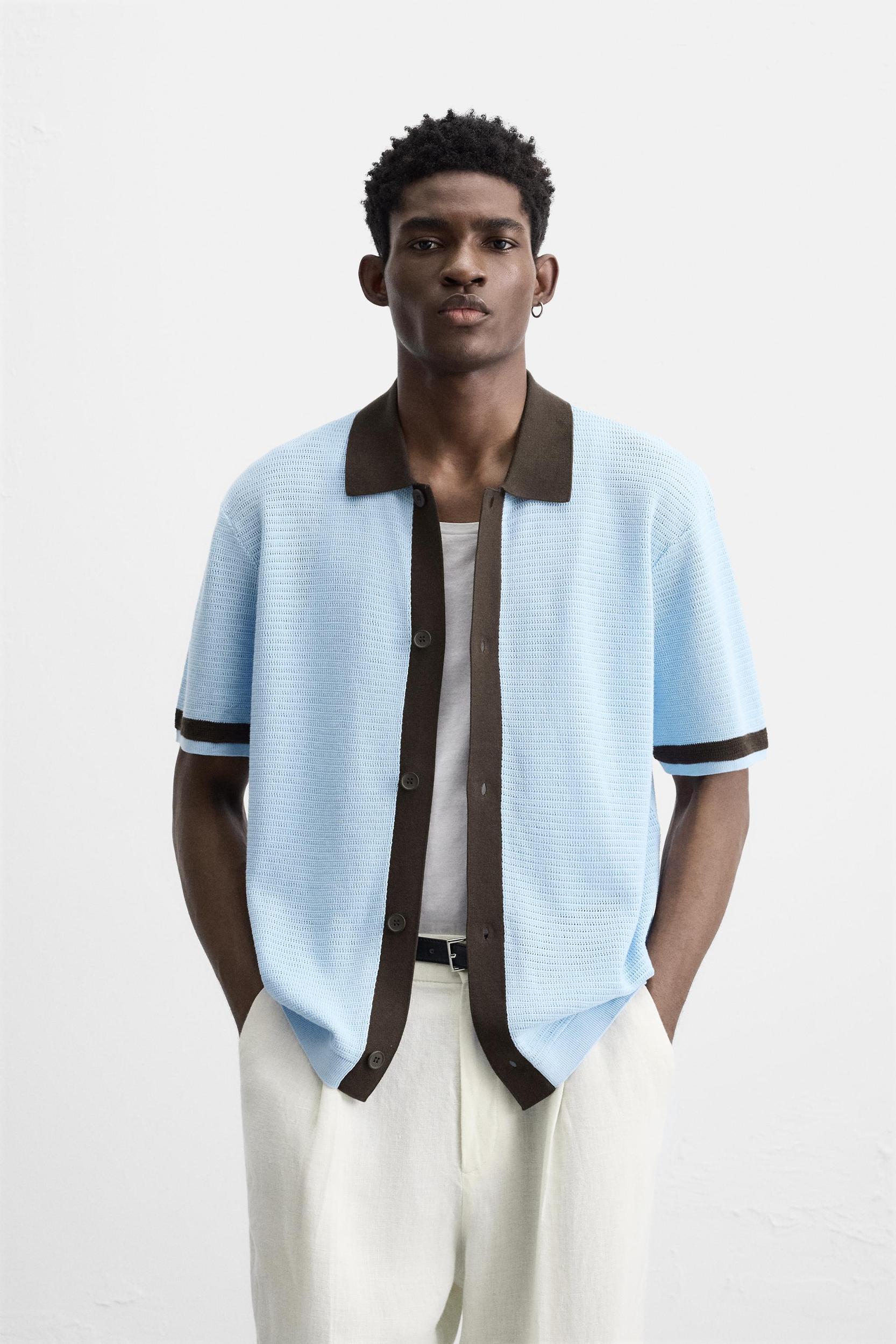 CONTRAST KNIT SHIRT Product Image