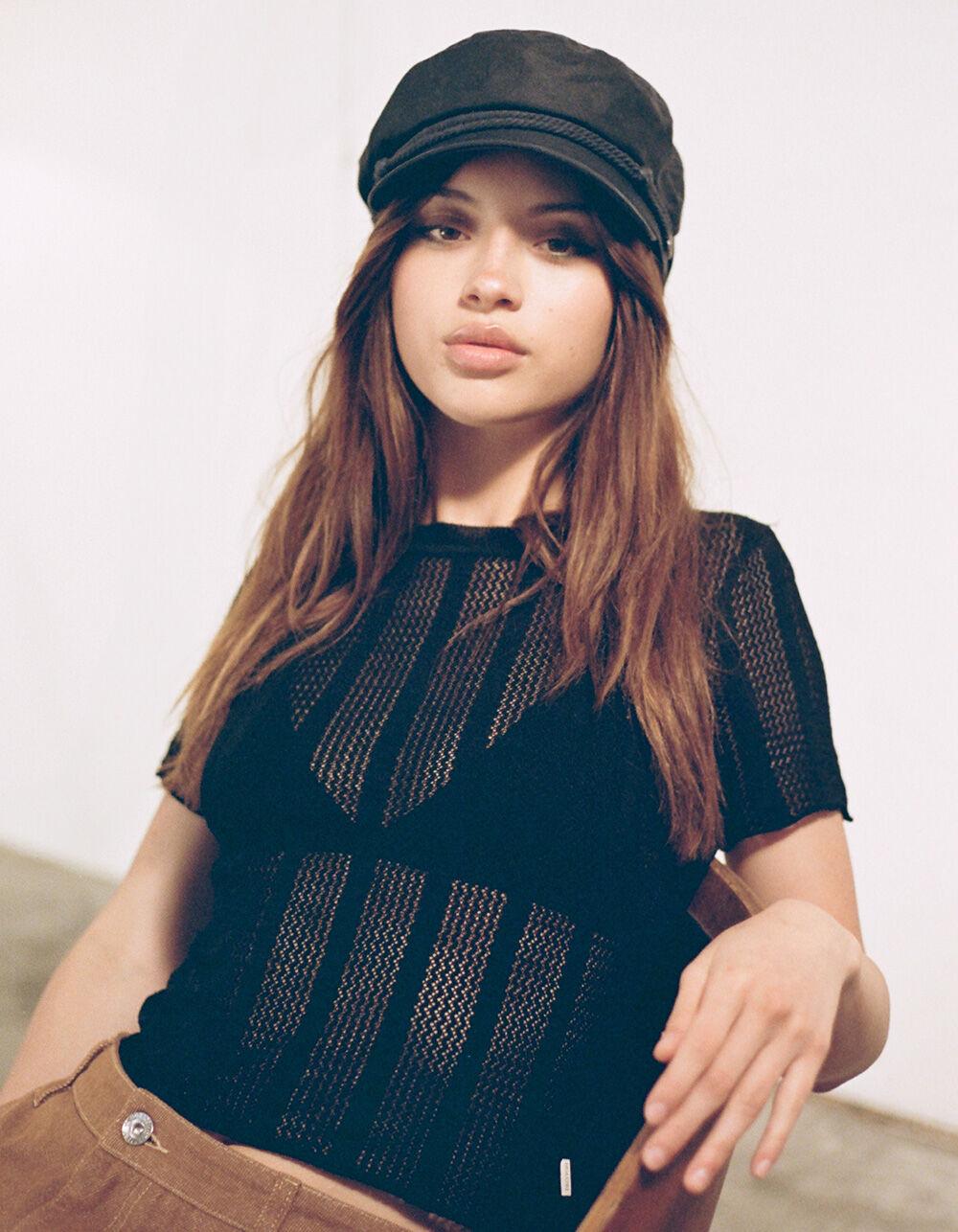 BRIXTON Sheer Knit Womens Top - BLACK Product Image