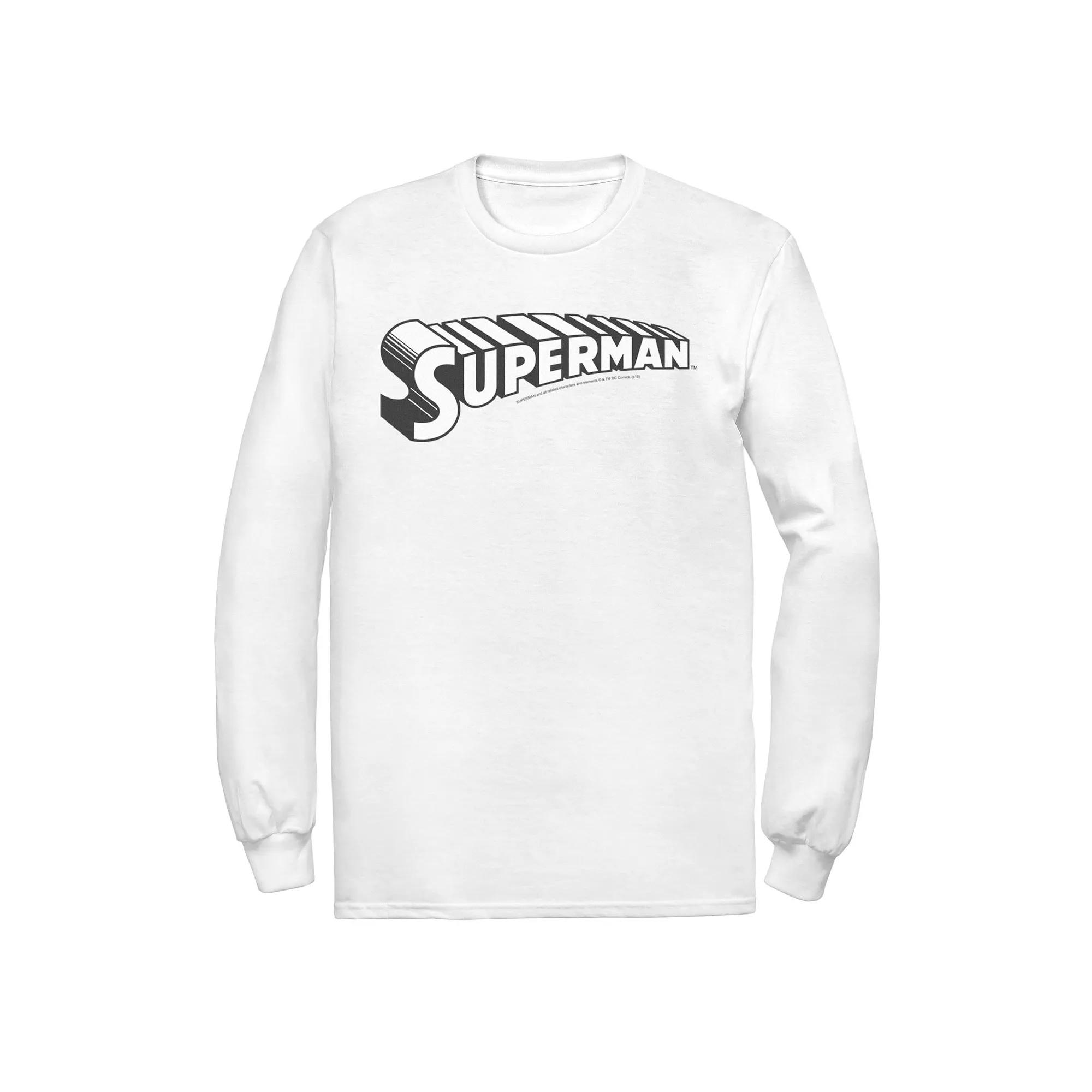 Men's DC Comics Superman Black & White Text Chest Logo Tee,  Product Image