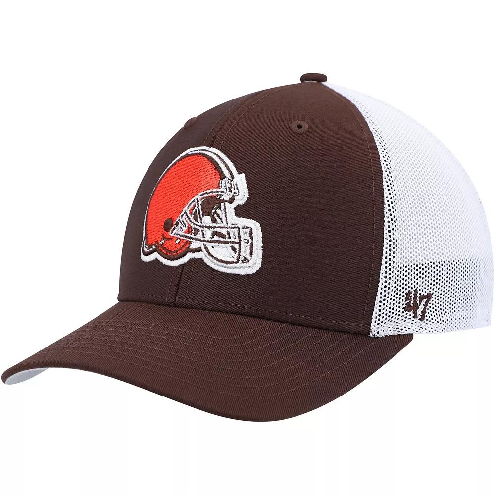 Men's '47 Brown/White Cleveland Browns Trophy Trucker Flex Hat,  Product Image