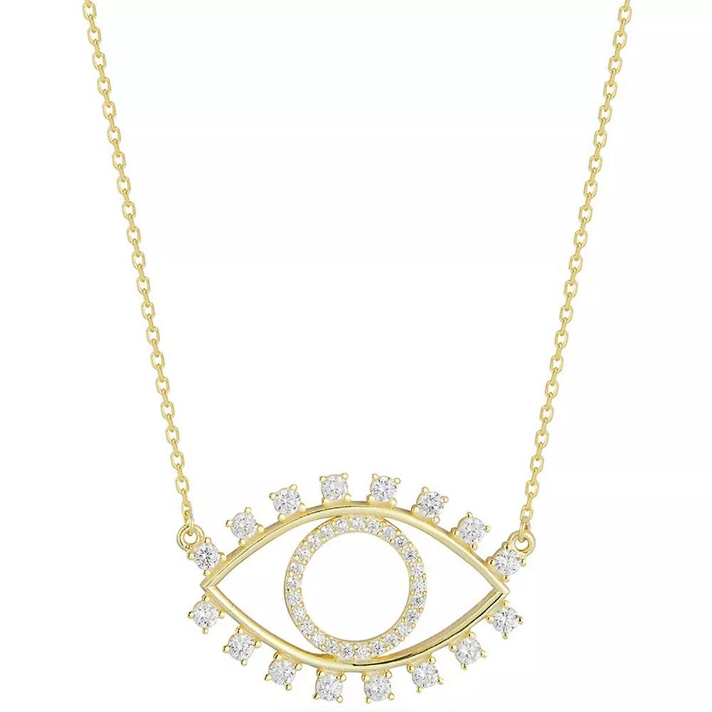 Sunkissed Sterling Cubic Zirconia Open Evil Eye Necklace, Women's, Size: 18", Gold Tone Product Image