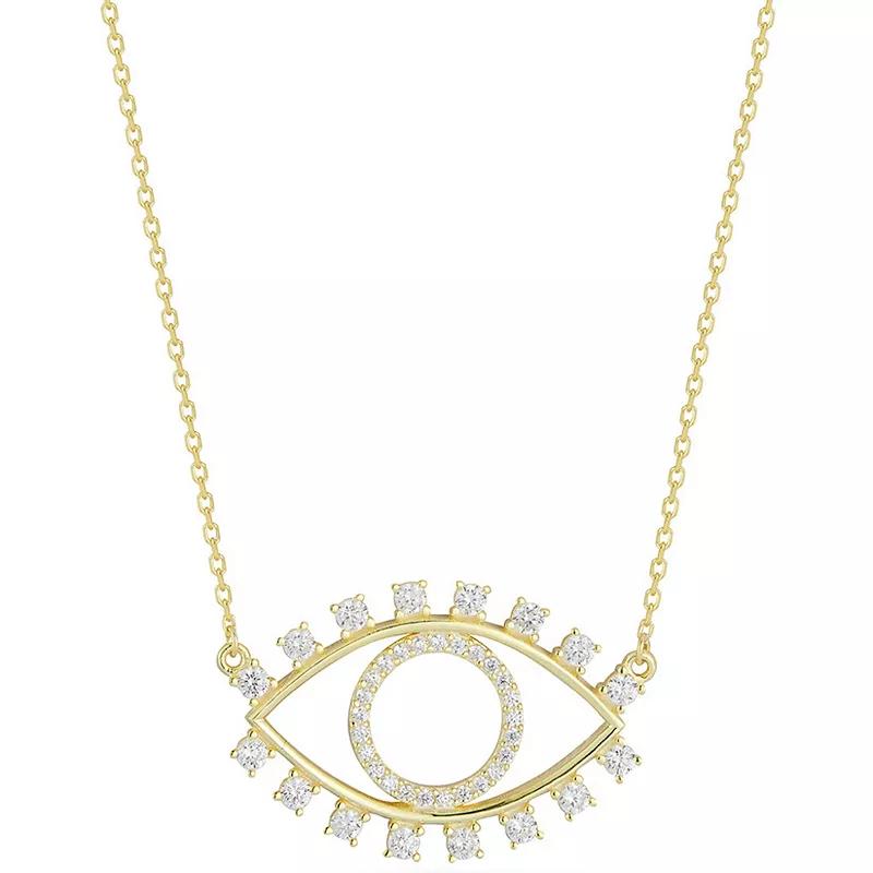 Sunkissed Sterling Cubic Zirconia Open Evil Eye Necklace, Women's, Size: 18", Gold Tone Product Image