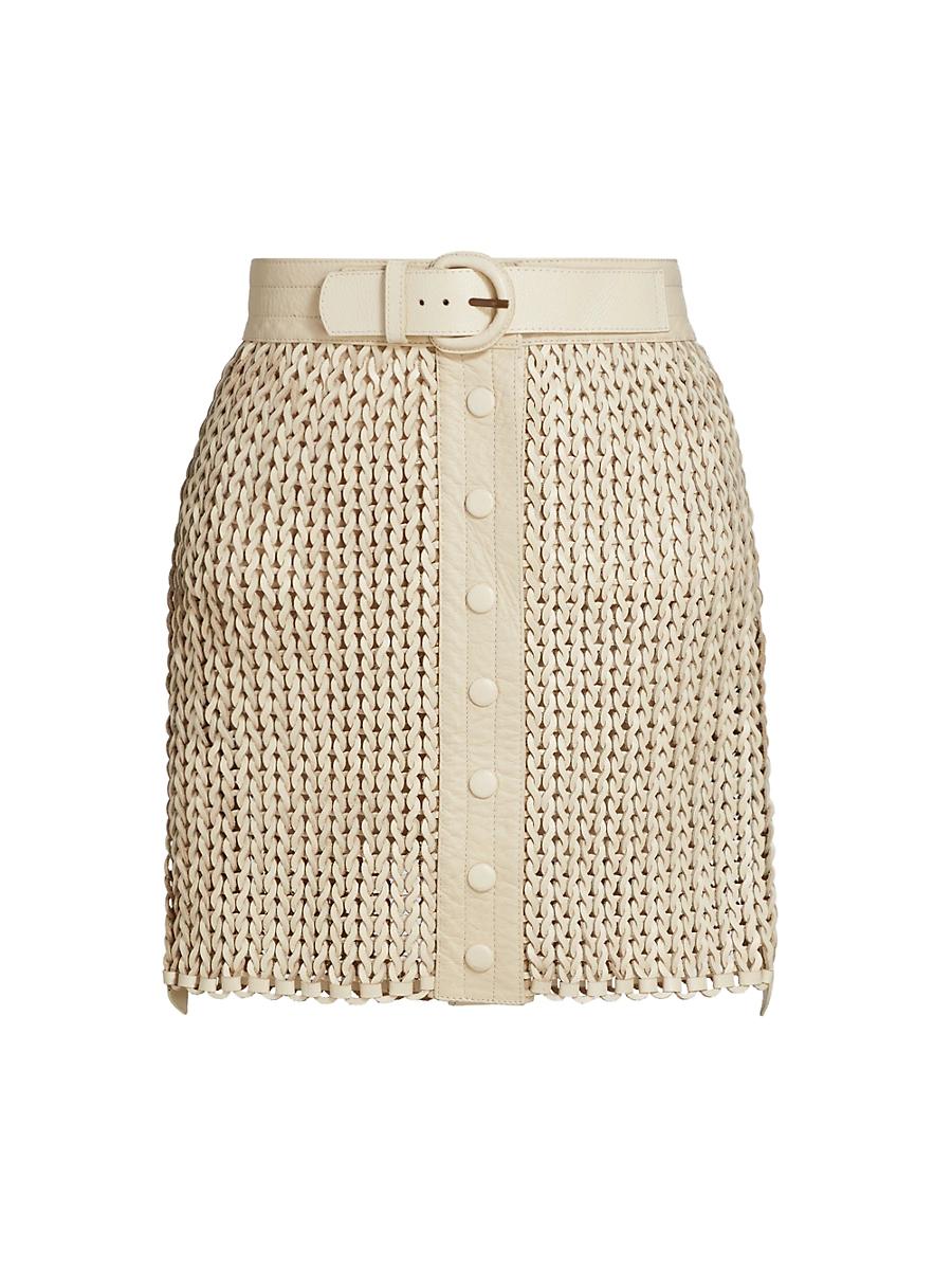 Womens Kaiden Leather Knit Miniskirt Product Image