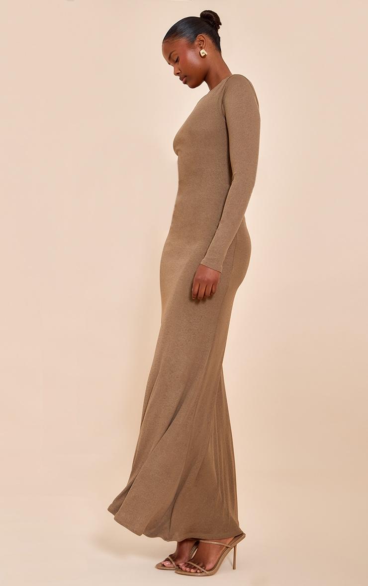 Chocolate Double Layer Onion Skin Cowl Back Maxi Dress Product Image