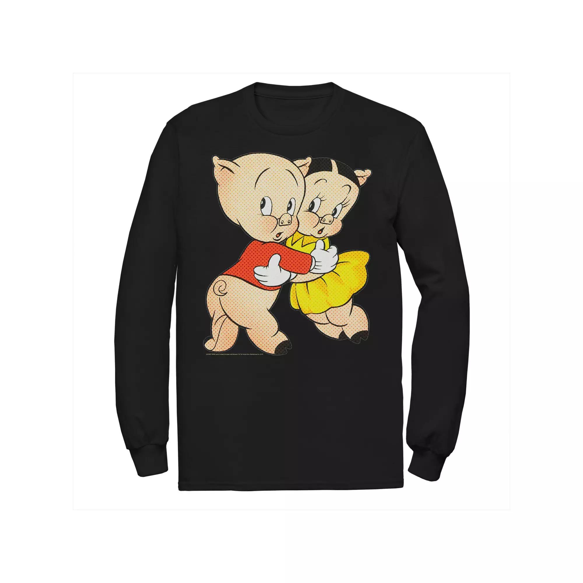 Men's Looney Tunes Porky & Petunia Pig Portrait Tee, Size: 3XL, Black Product Image