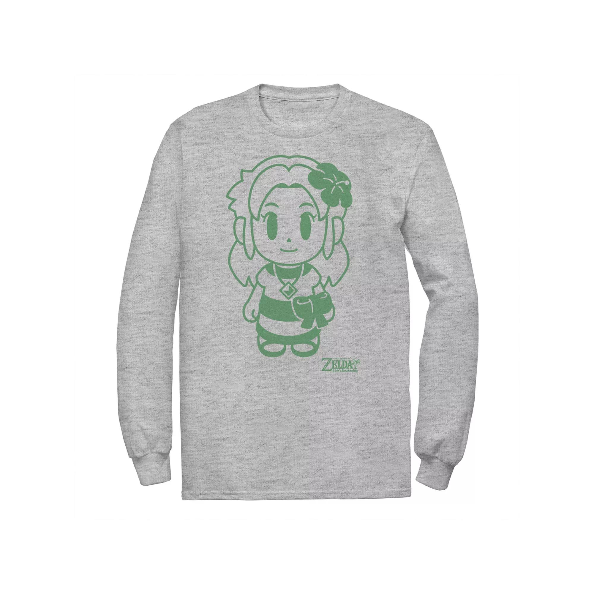 Men's Nintendo Legend Of Zelda Links Awakening Marin Green Outline Portrait Tee,  Product Image