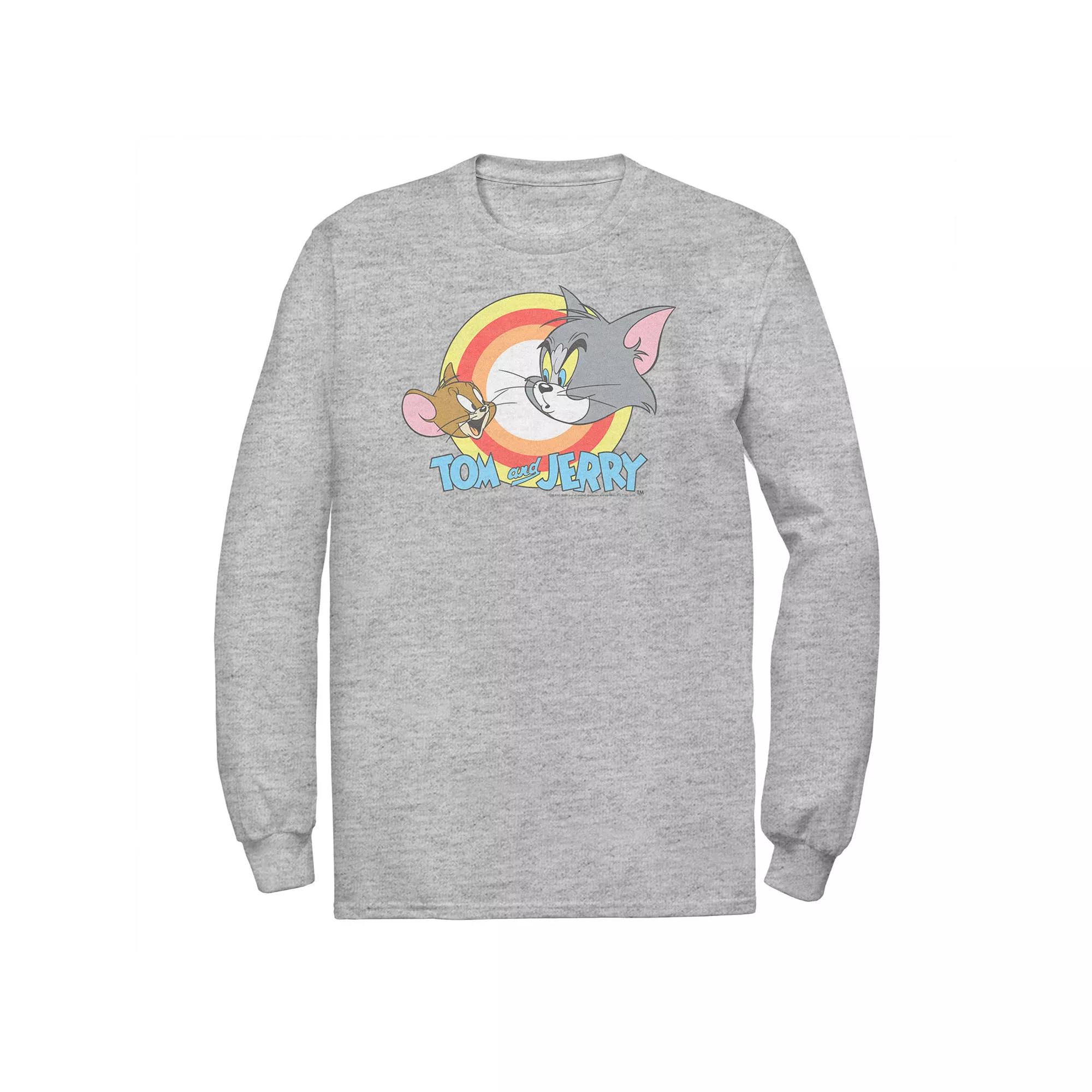 Big & Tall Tom and Jerry Faces And Logo Long Sleeve Graphic Tee, Men's,  Product Image