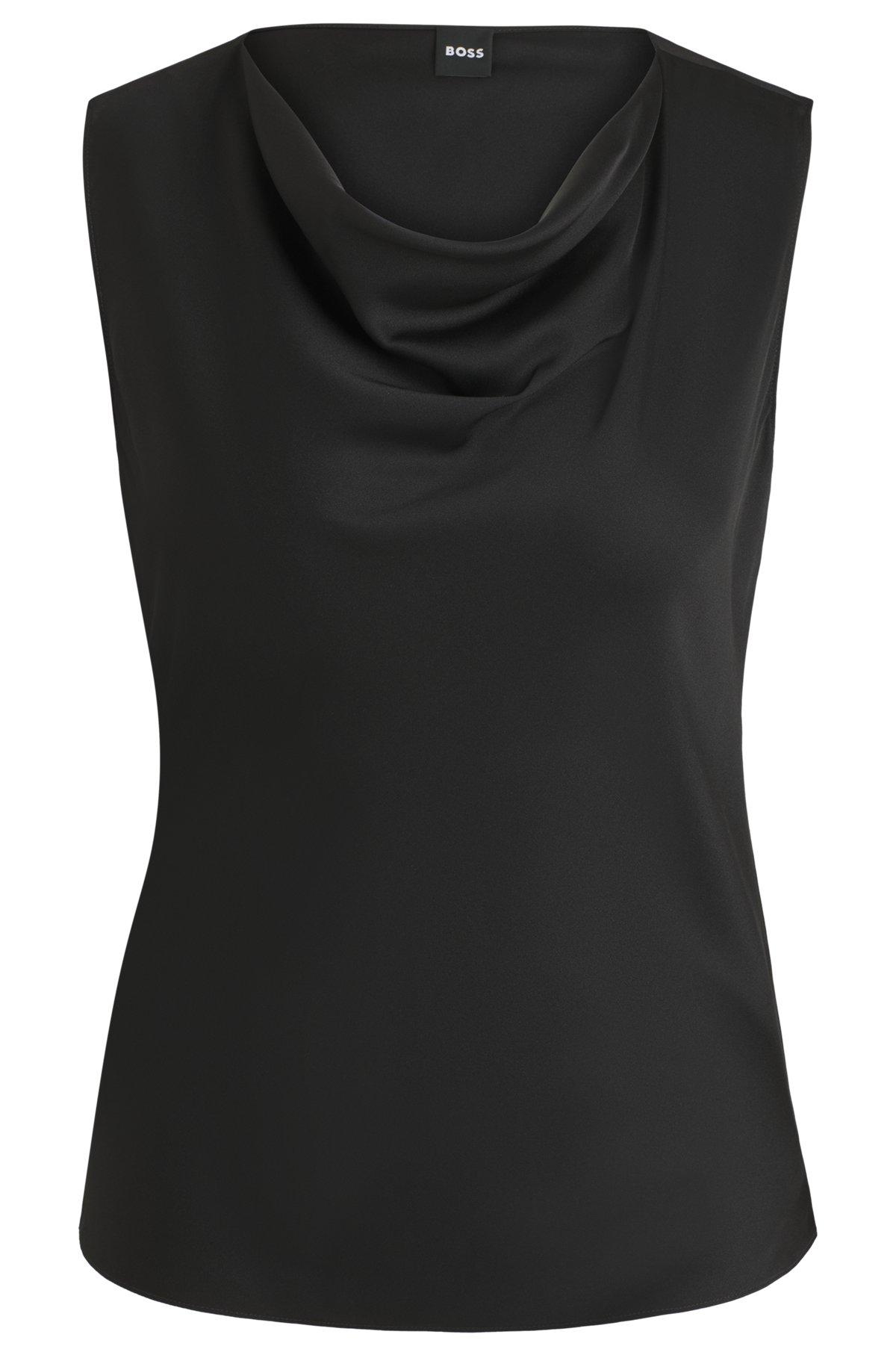 Sleeveless cowl-neck blouse in stretch silk Product Image