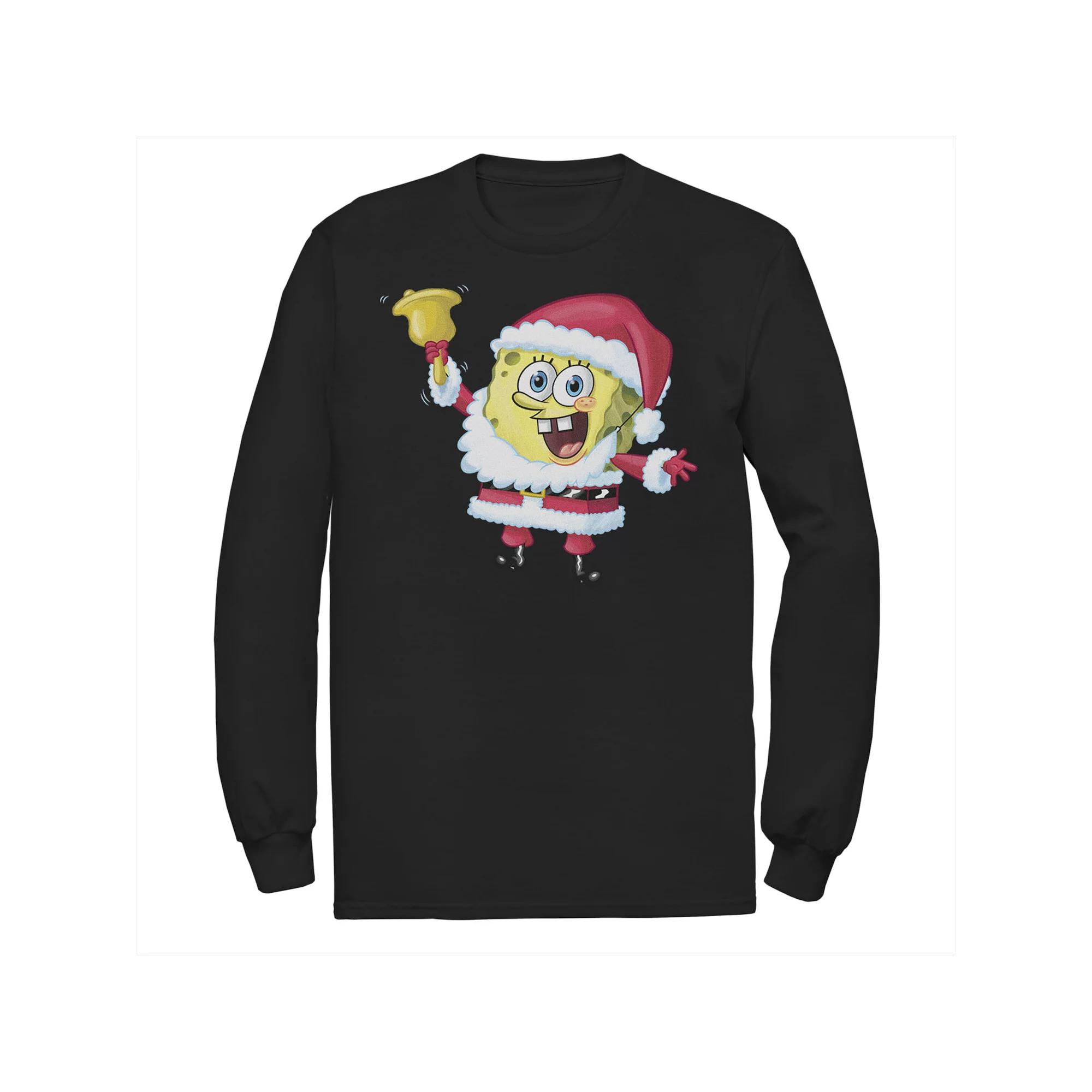 Men's SpongeBob SquarePants Santa Claus Sponge Christmas Long Sleeve Tee,  Product Image