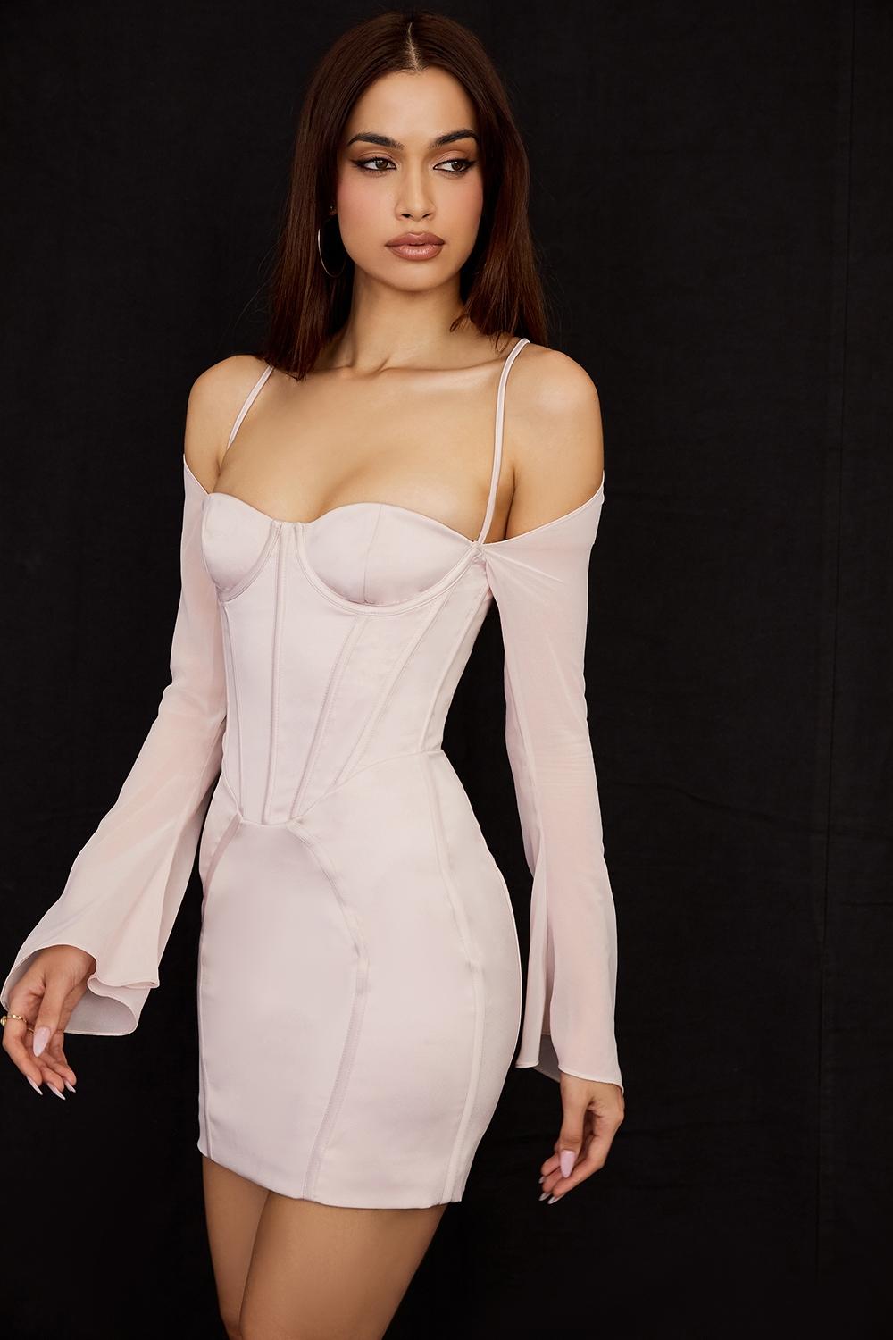 Isra  crystal satin corset mini dress Product Image