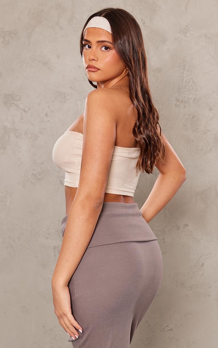 Stone Soft Basic Rib Bandeau Crop Top Product Image