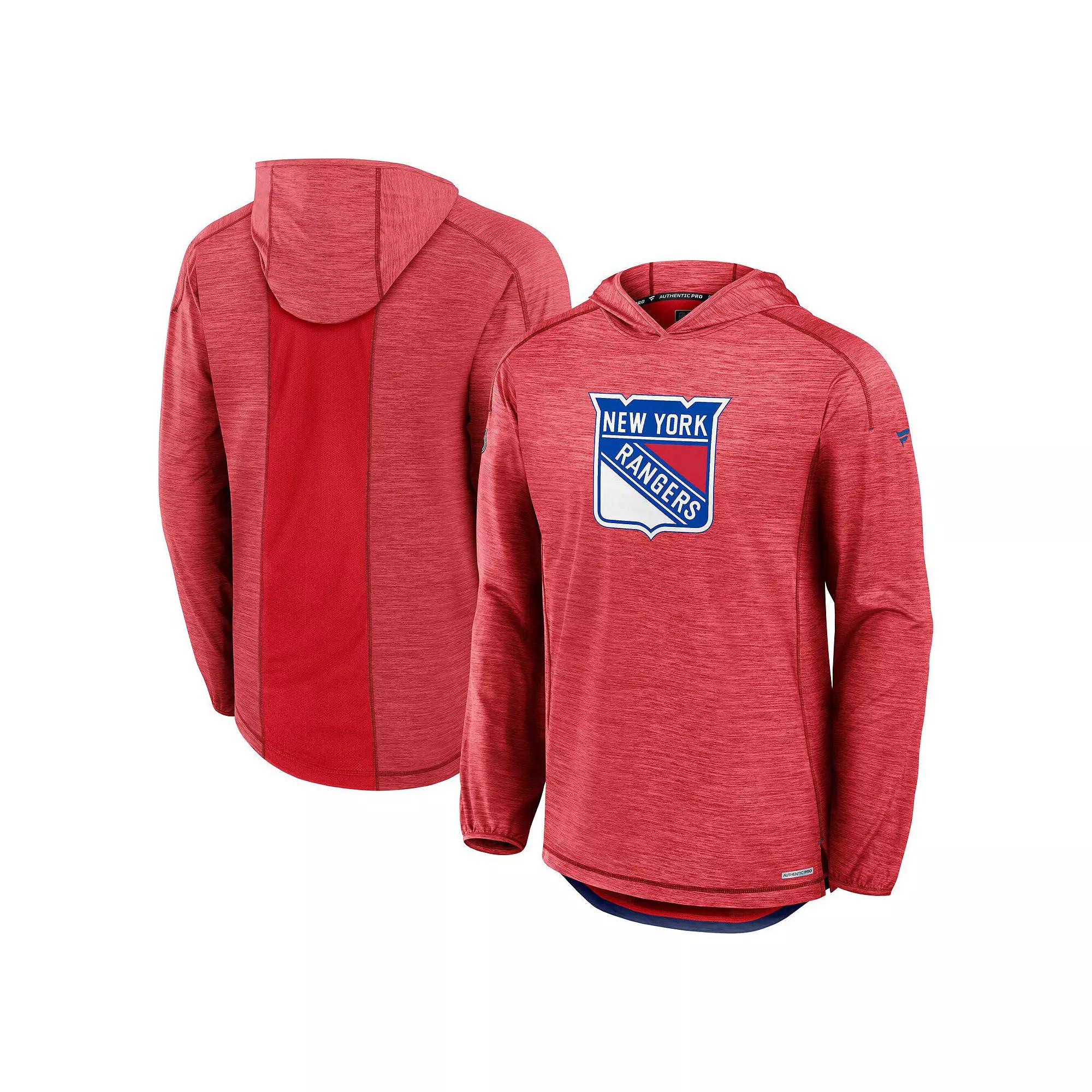Men's Fanatics Red New York Rangers Authentic Pro Rink Lightweight Pullover Hoodie,  Product Image