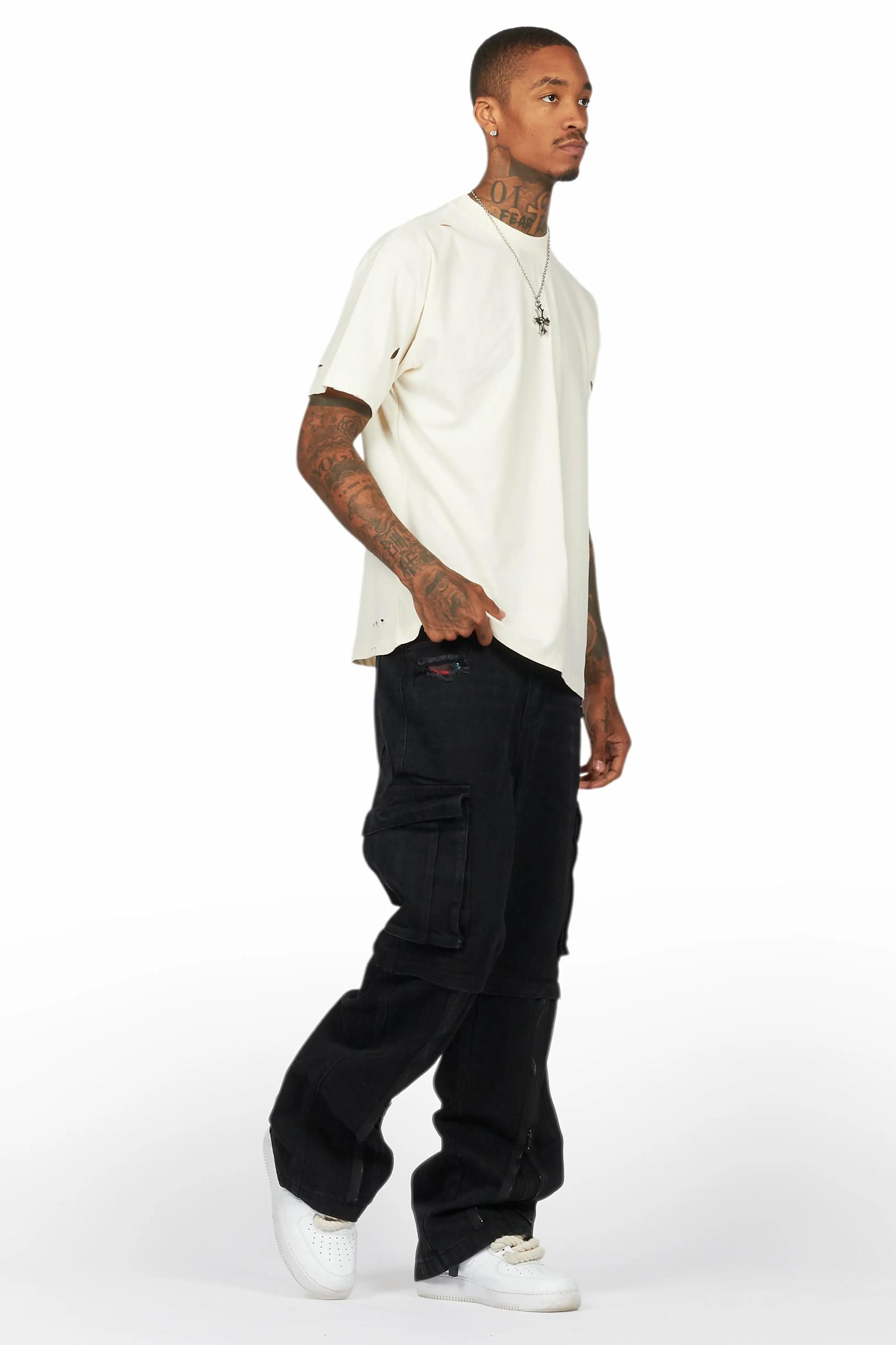 Rupert Black Baggy Fit Zip Off Jean Male Product Image