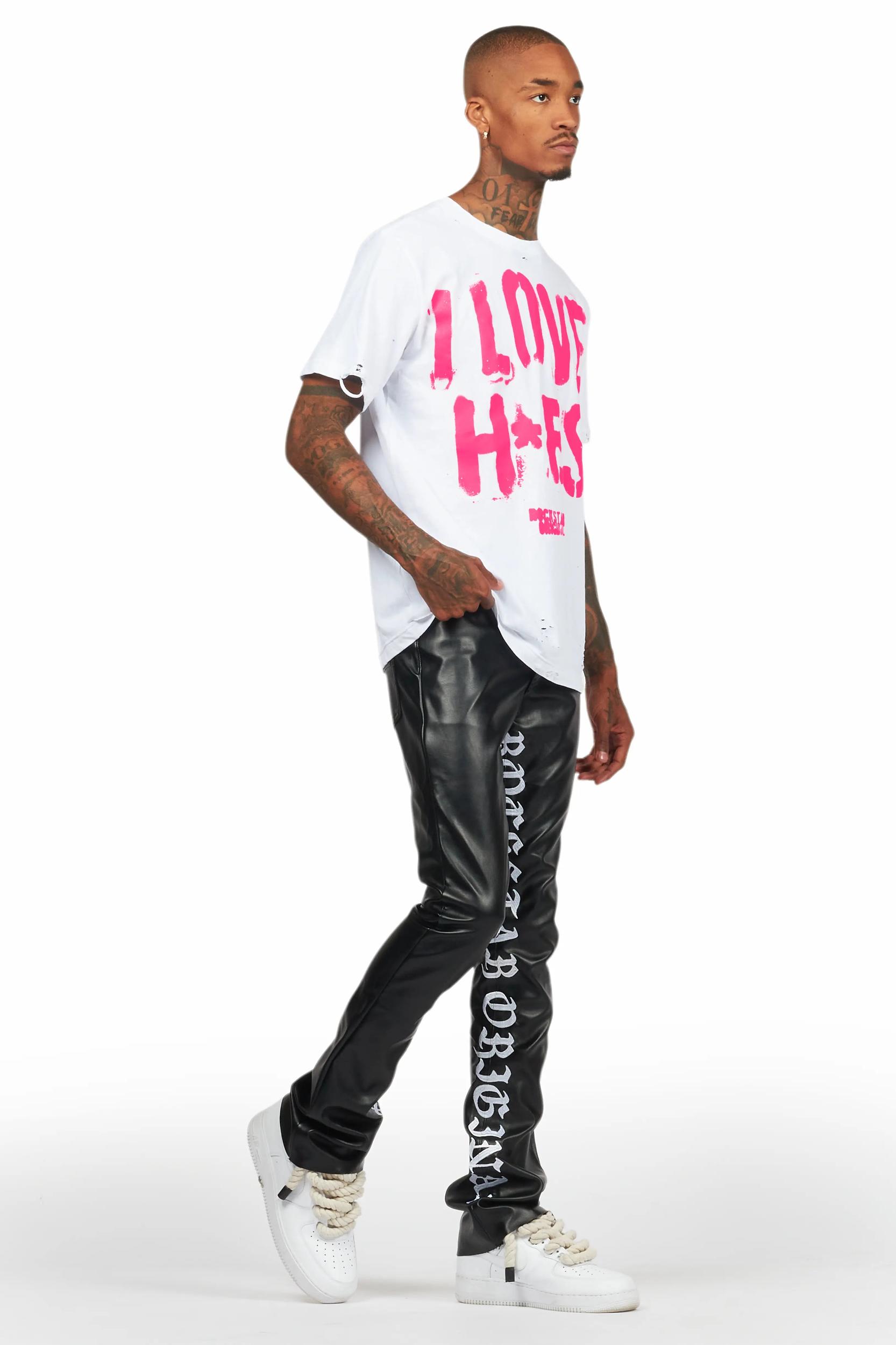 Elian Black PU Stacked Flare Jean Male Product Image