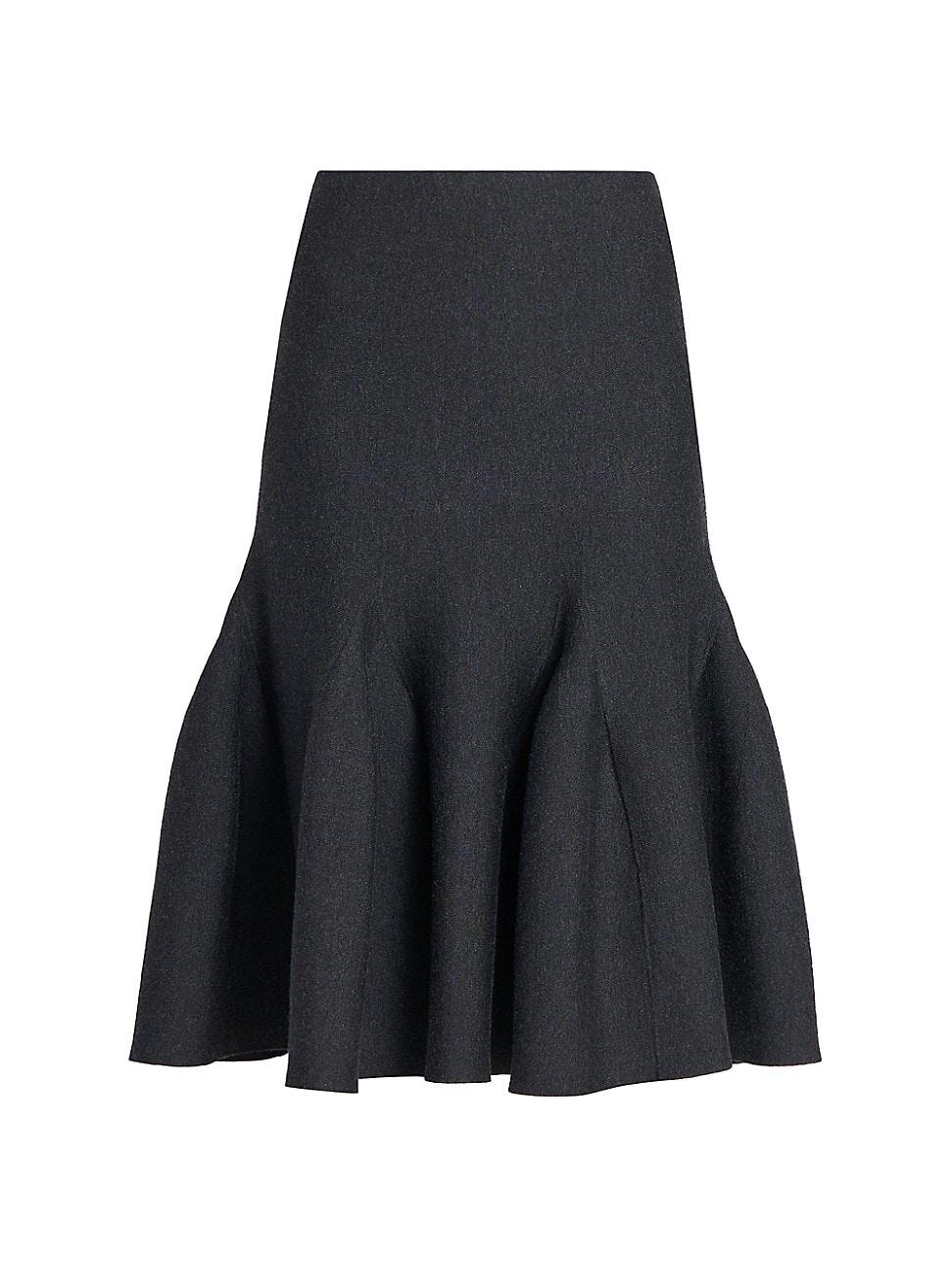 Womens Sculptural Wool Midi-Skirt Product Image