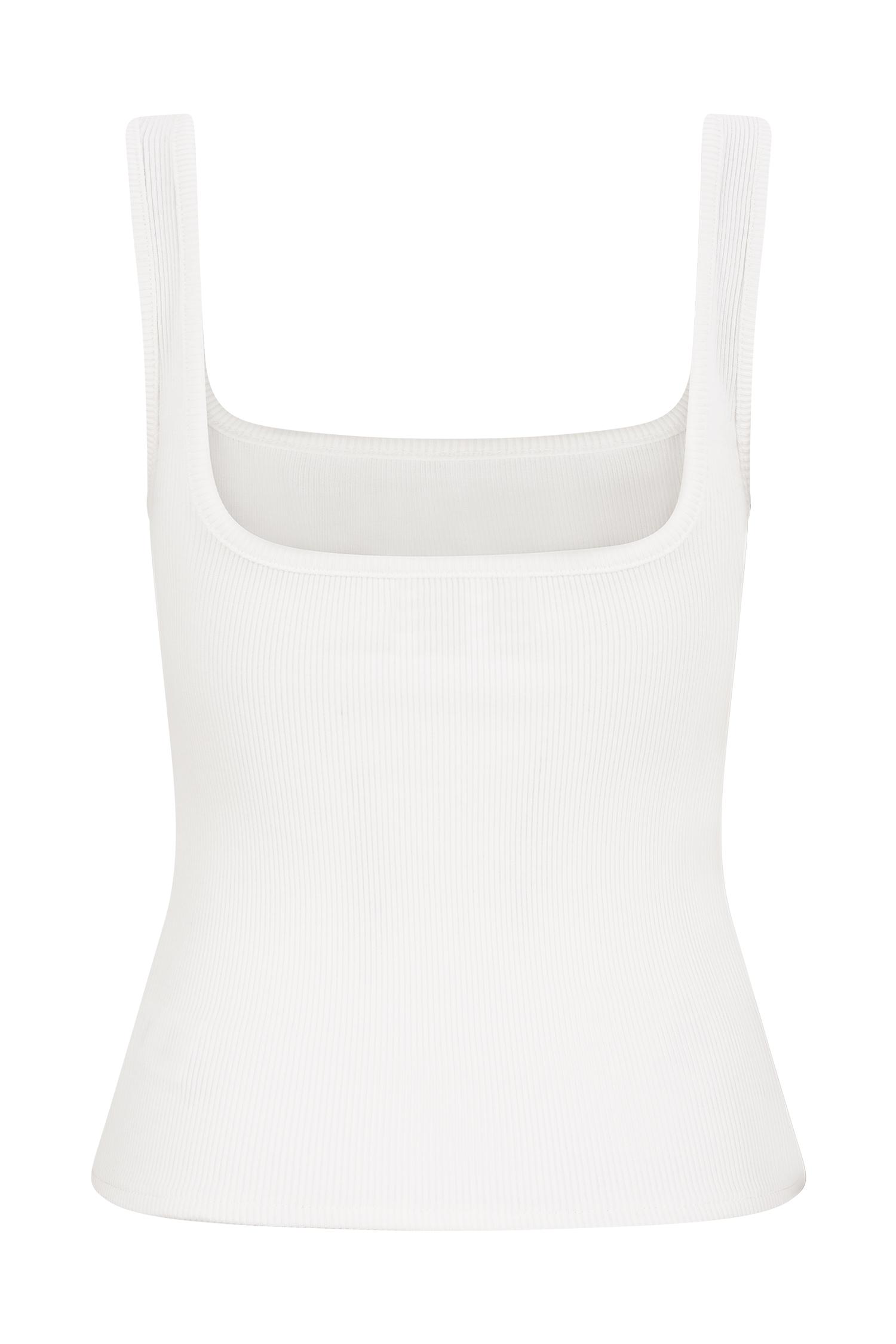 Aisling Ribbed Square Neck Sleeveless Top - Ivory Female Product Image