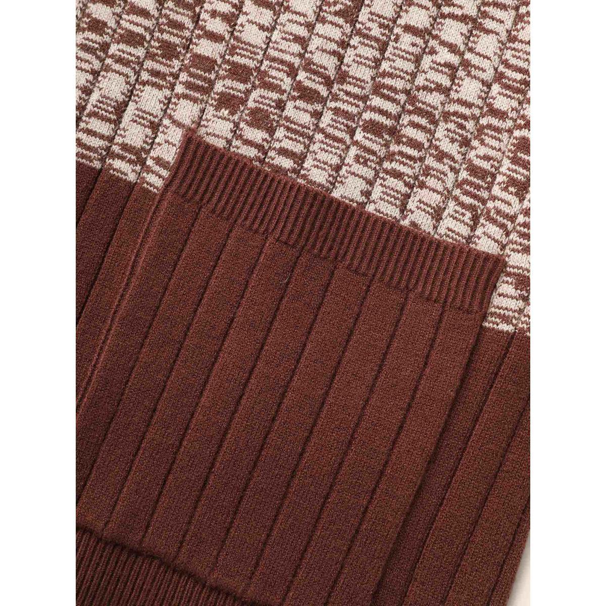 Plus Size Supersoft Essentials Textured Colorblock Contrast Cardigan Yellowishbrown Women Casual Loose Long Sleeve Everyday Cardigans BloomChic 12/L Product Image