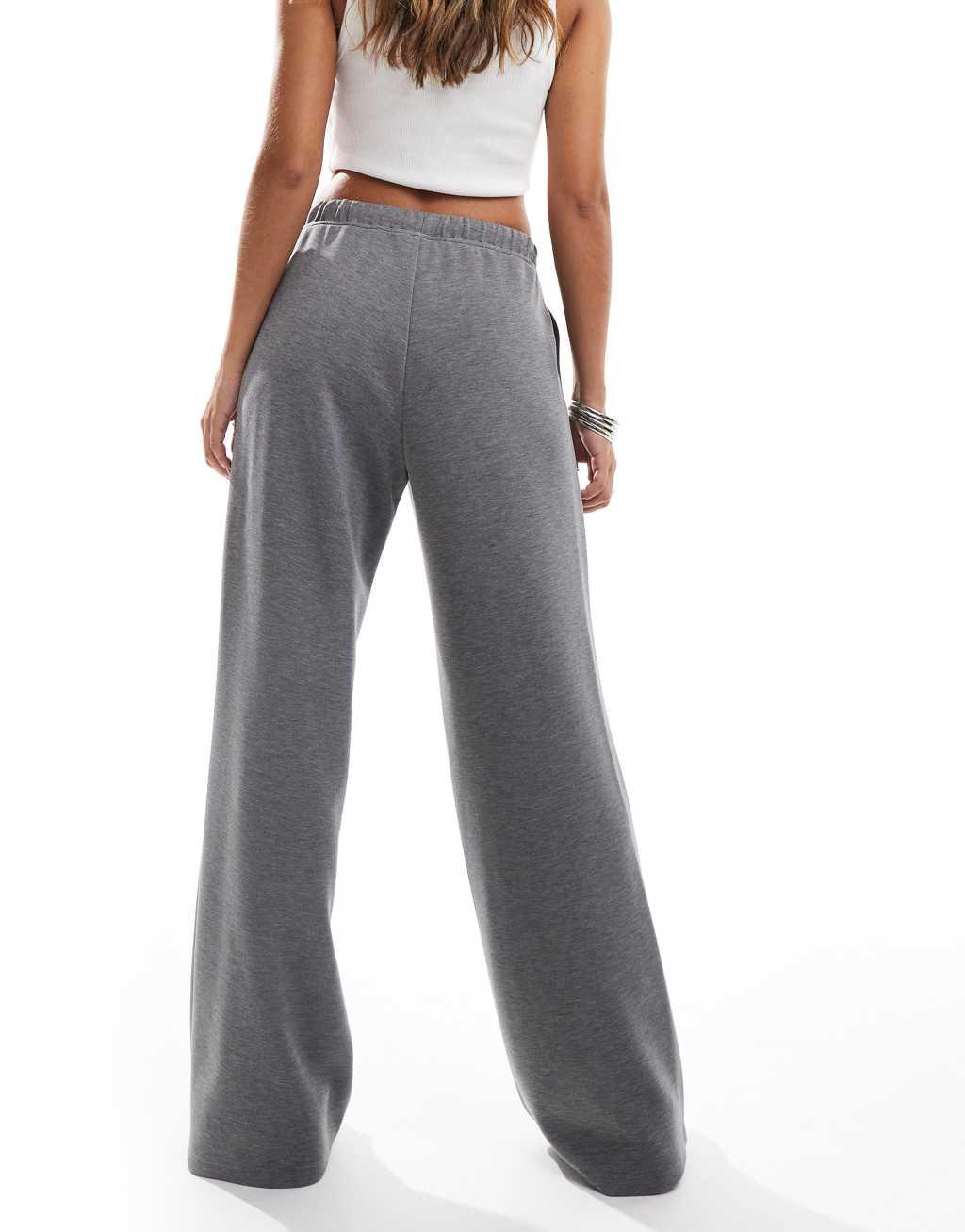 Stradivarius soft touch front seam sweatpants in dark gray Product Image