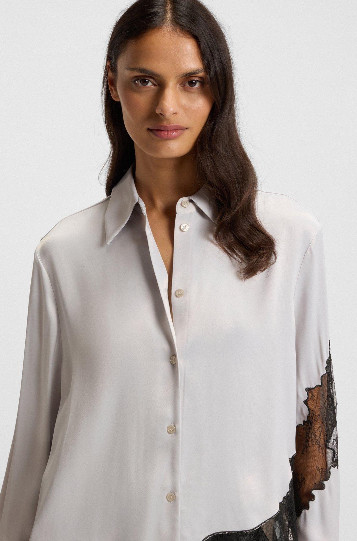 Regular-fit blouse with lace details Product Image