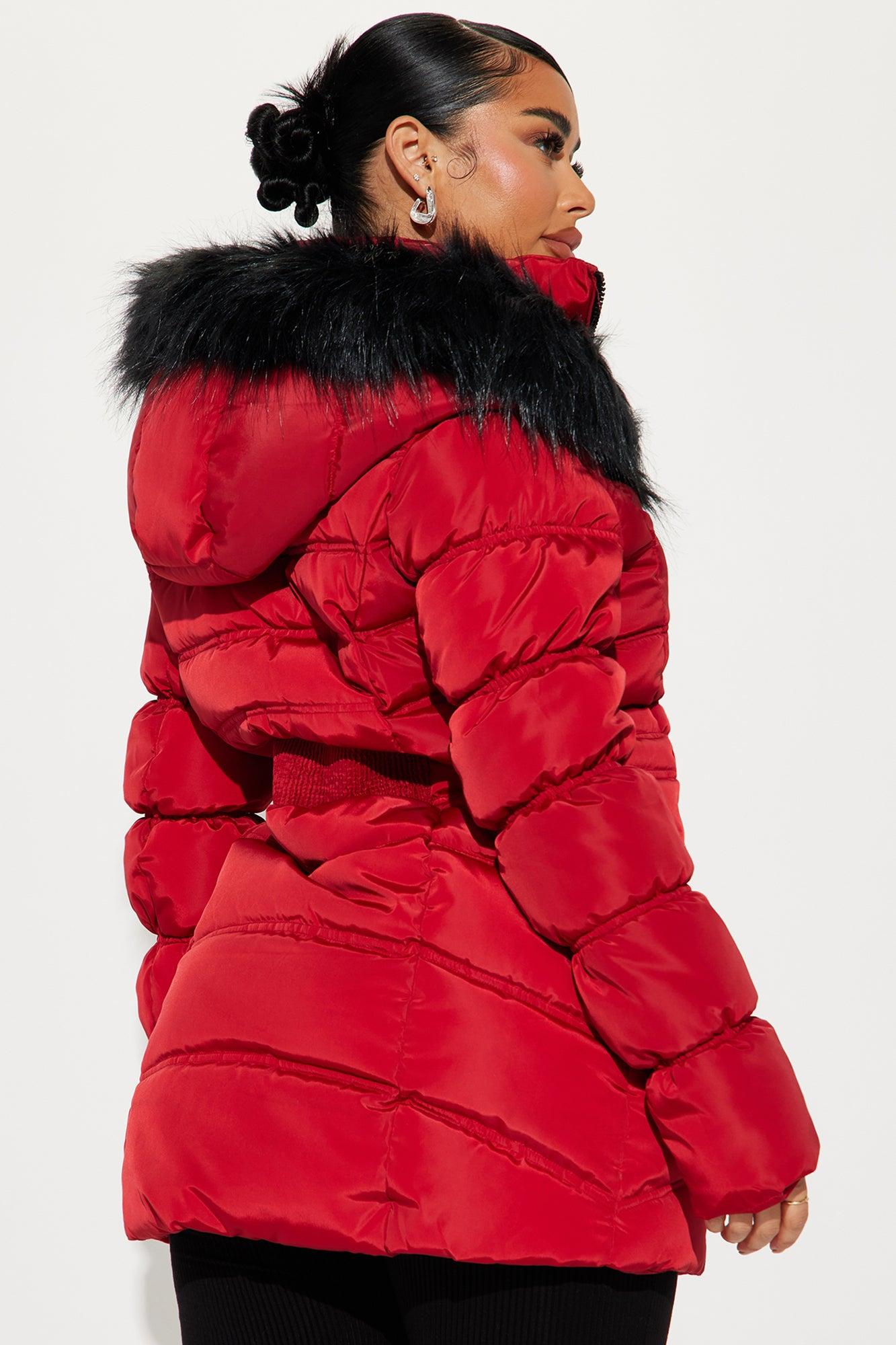 Ice Skating Date Puffer Jacket - Red Product Image