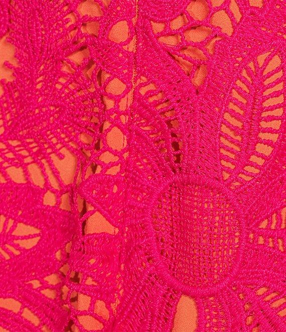 Vince Camuto Lace Round Neck Cap Sleeve Fit and Flare Dress Product Image