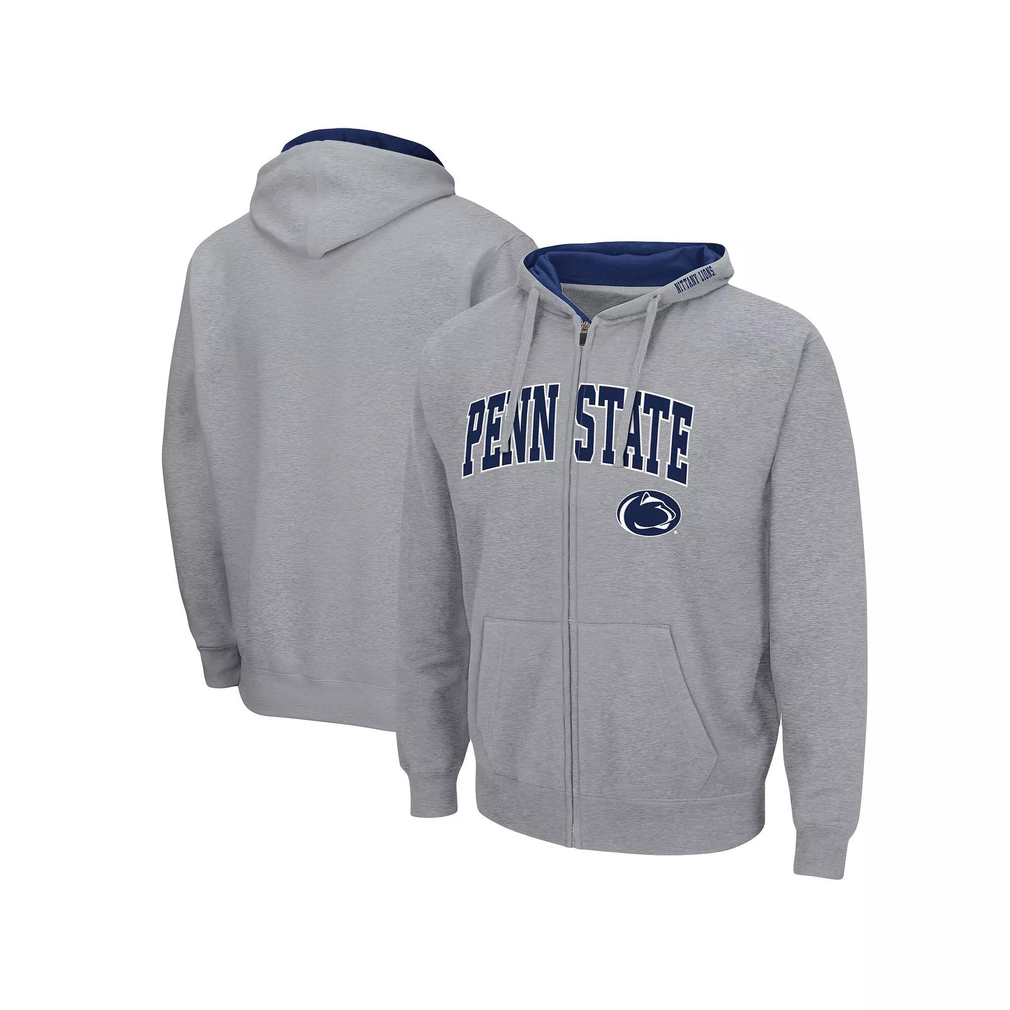 Men's Colosseum Heathered Gray Penn State Nittany Lions Arch & Logo 3.0 Full-Zip Hoodie, Size: 3XL, Grey Product Image