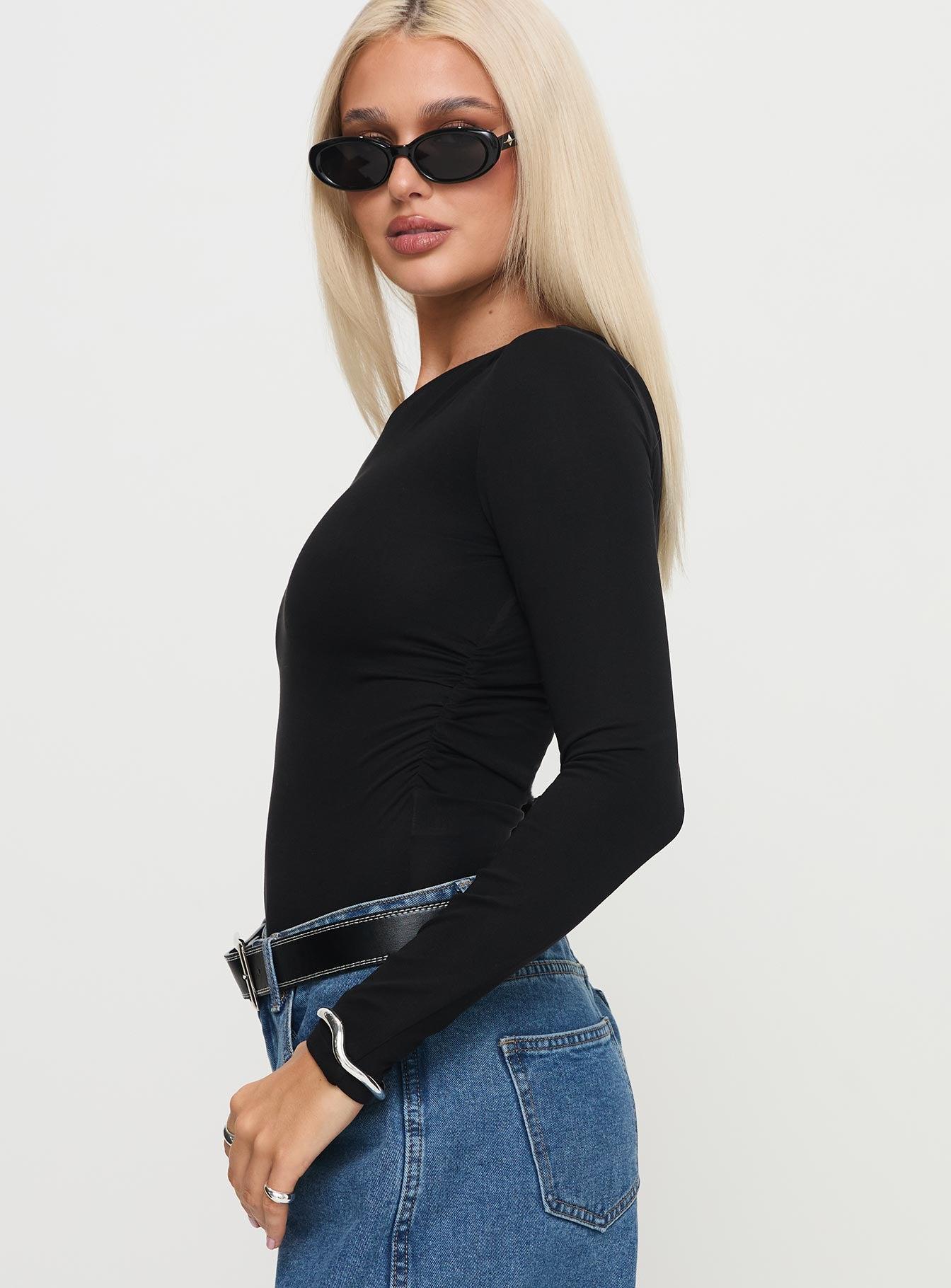 Miyako Long Sleeve Bodysuit Black Product Image