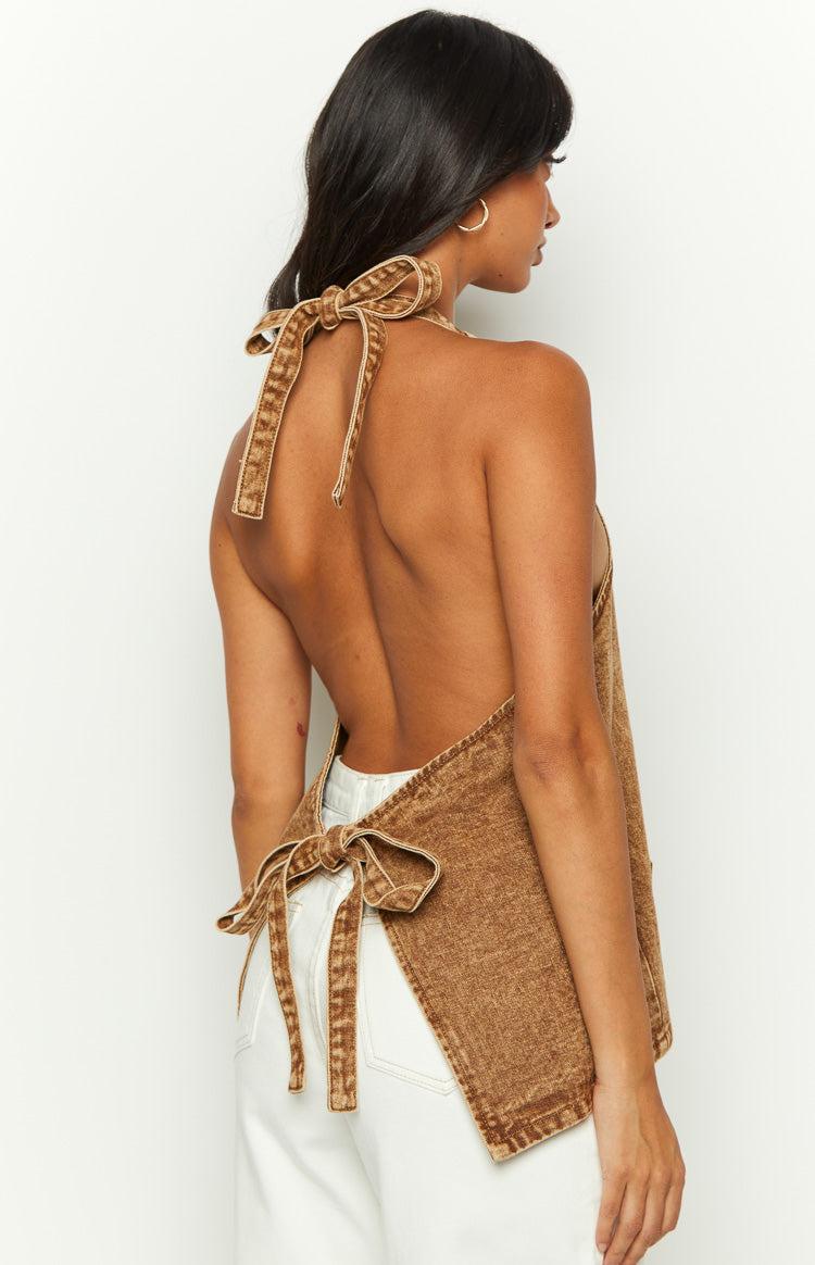 Lioness Hills Halter Stonewash Top Product Image