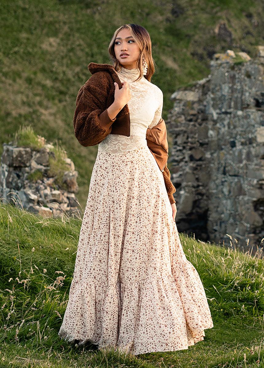 Annah Skirt in Neutral Floral Female Product Image