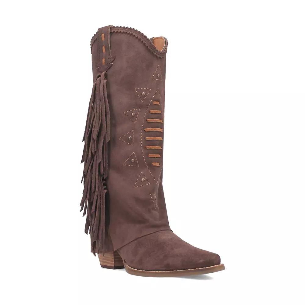 Dingo Women's Spirit Trail Side Fringed Leather Cowboy Boots, Size: 6, Brown Product Image