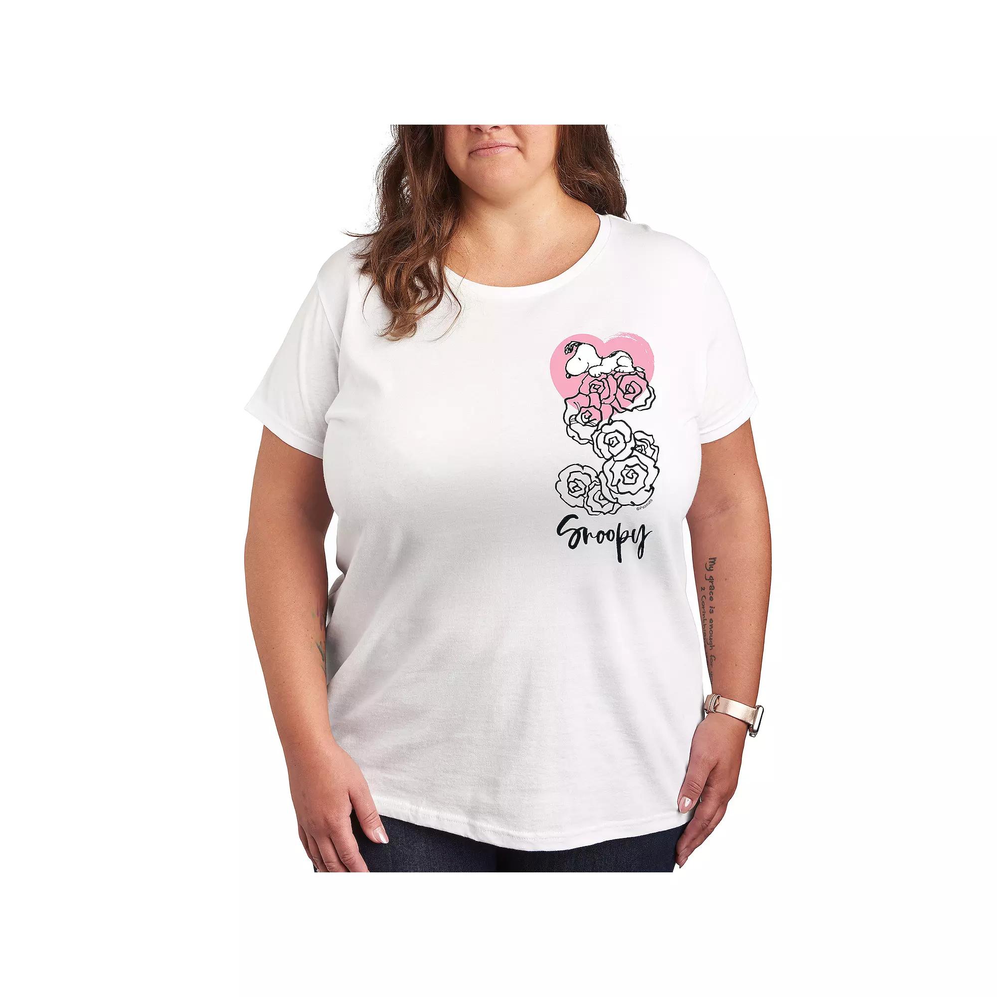 Plus Peanuts Snoopy Roses Graphic Tee, Women's,  Product Image