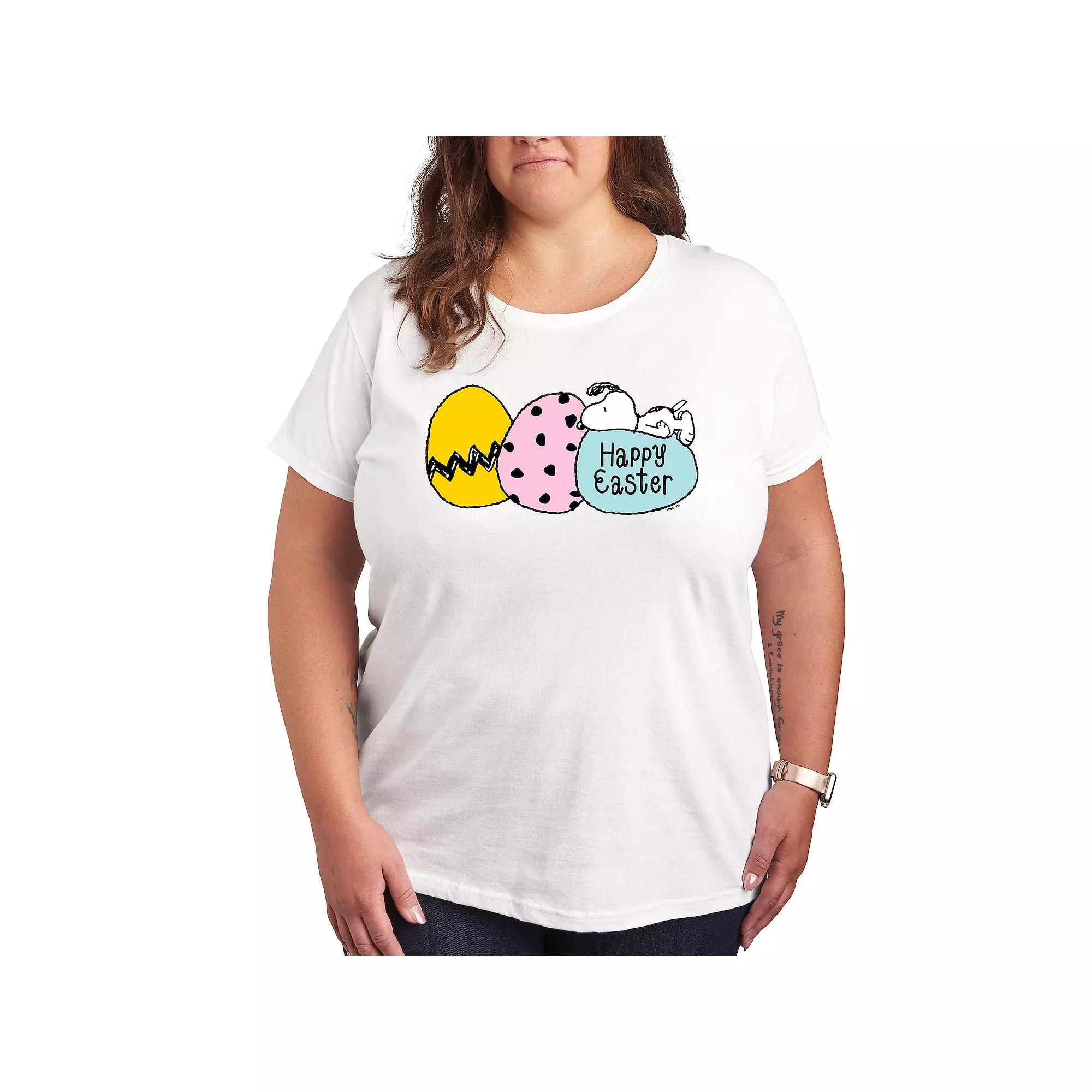 Plus Peanuts Snoopy Happy Easter Eggs Graphic Tee, Women's,  Product Image