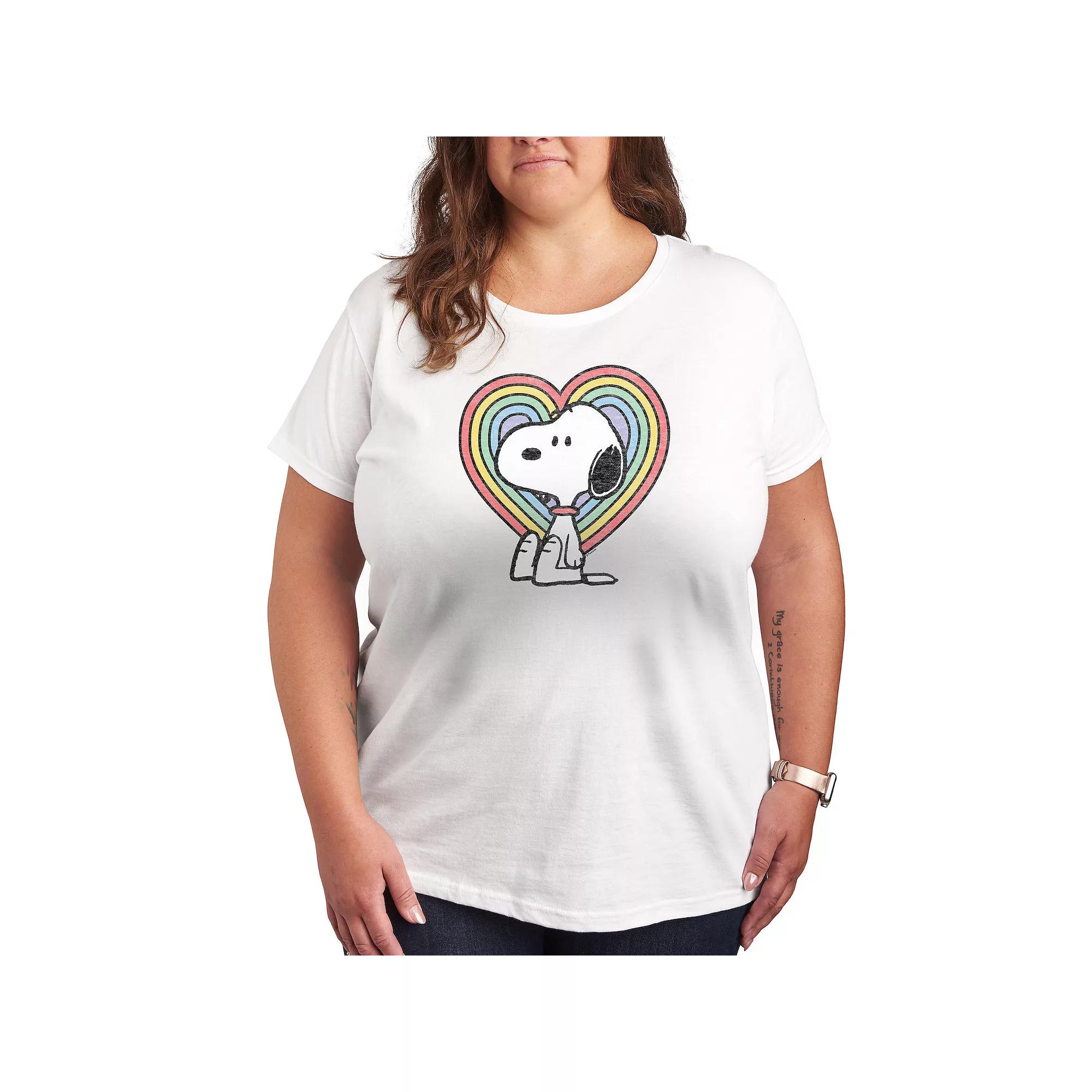 Plus Peanuts Snoopy Pastel Heart Graphic Tee, Women's,  Product Image