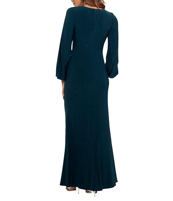 Betsy & Adam Petite Size Long Sleeve Jersey Dress Product Image