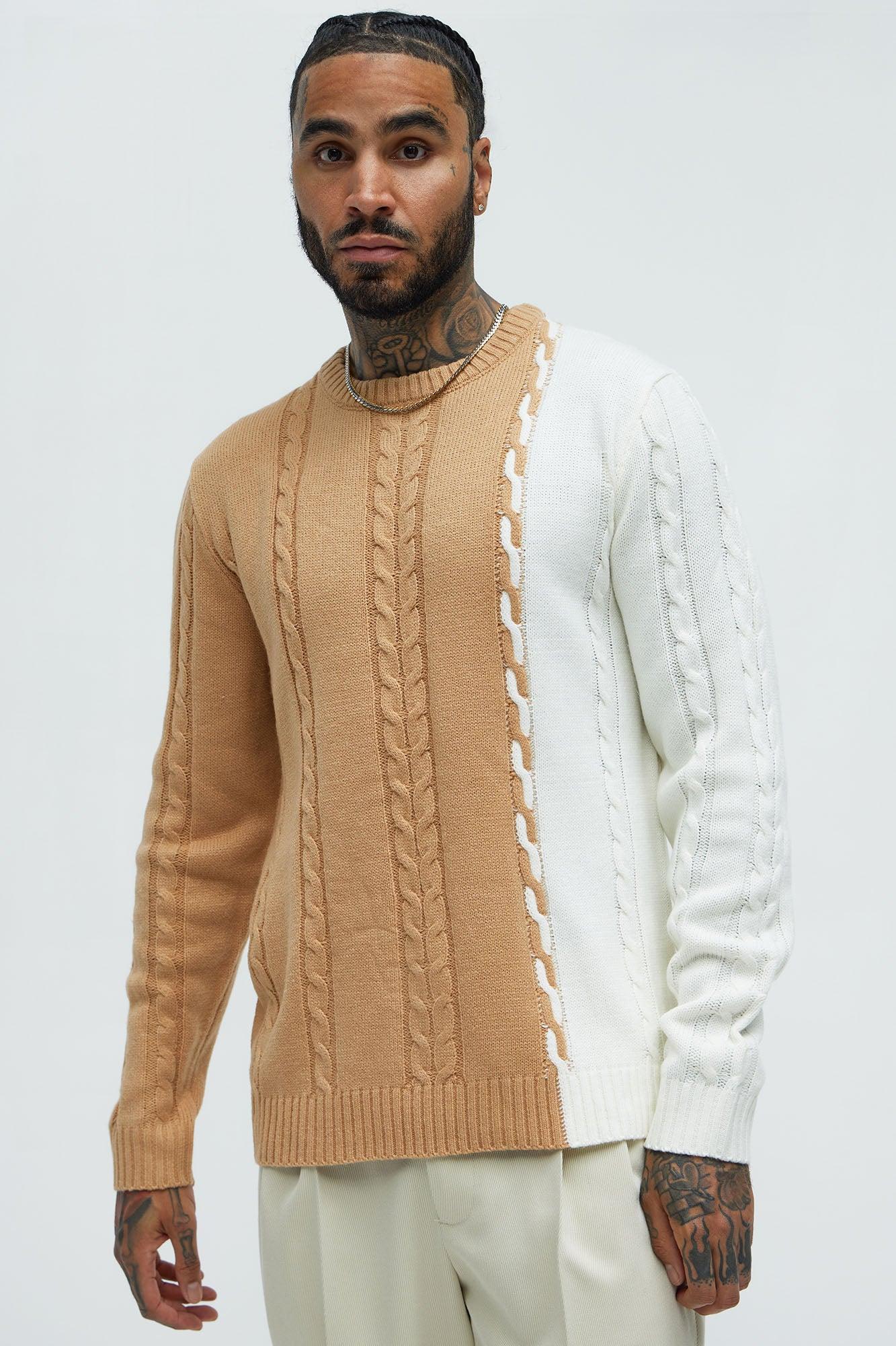 Cody Cable Knit Sweater - Camel/combo Male Product Image