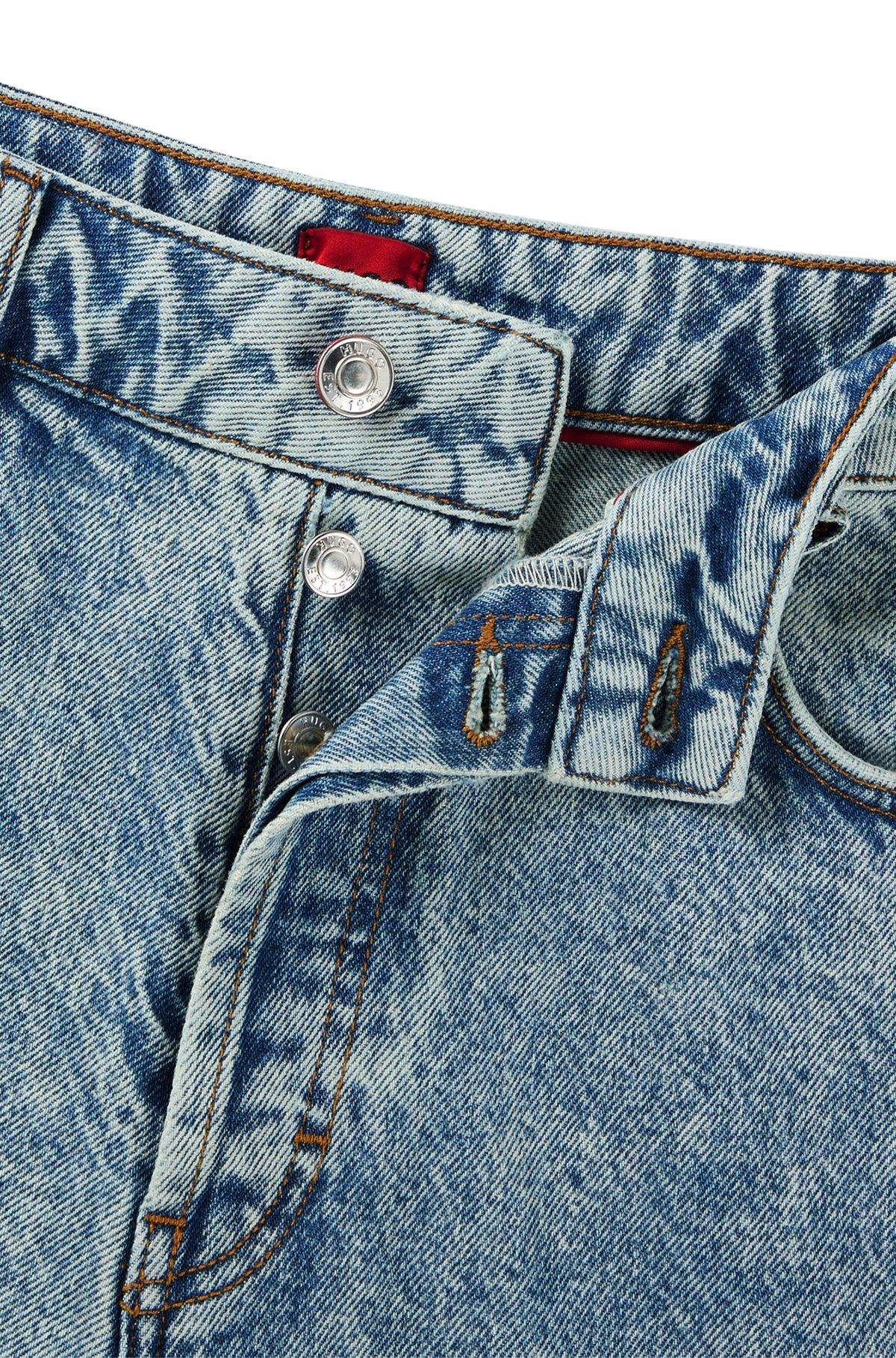 Blue straight-fit jeans with wide leg Product Image