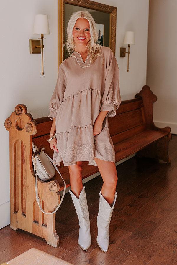 Dreamy Moment Mini Dress in Mocha Product Image