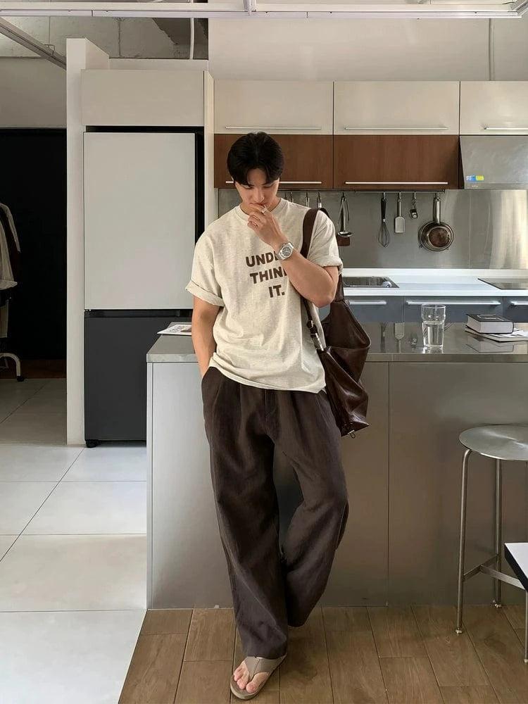 RT No. 18151 PLEATED LINEN STRAIGHT PANTS Product Image