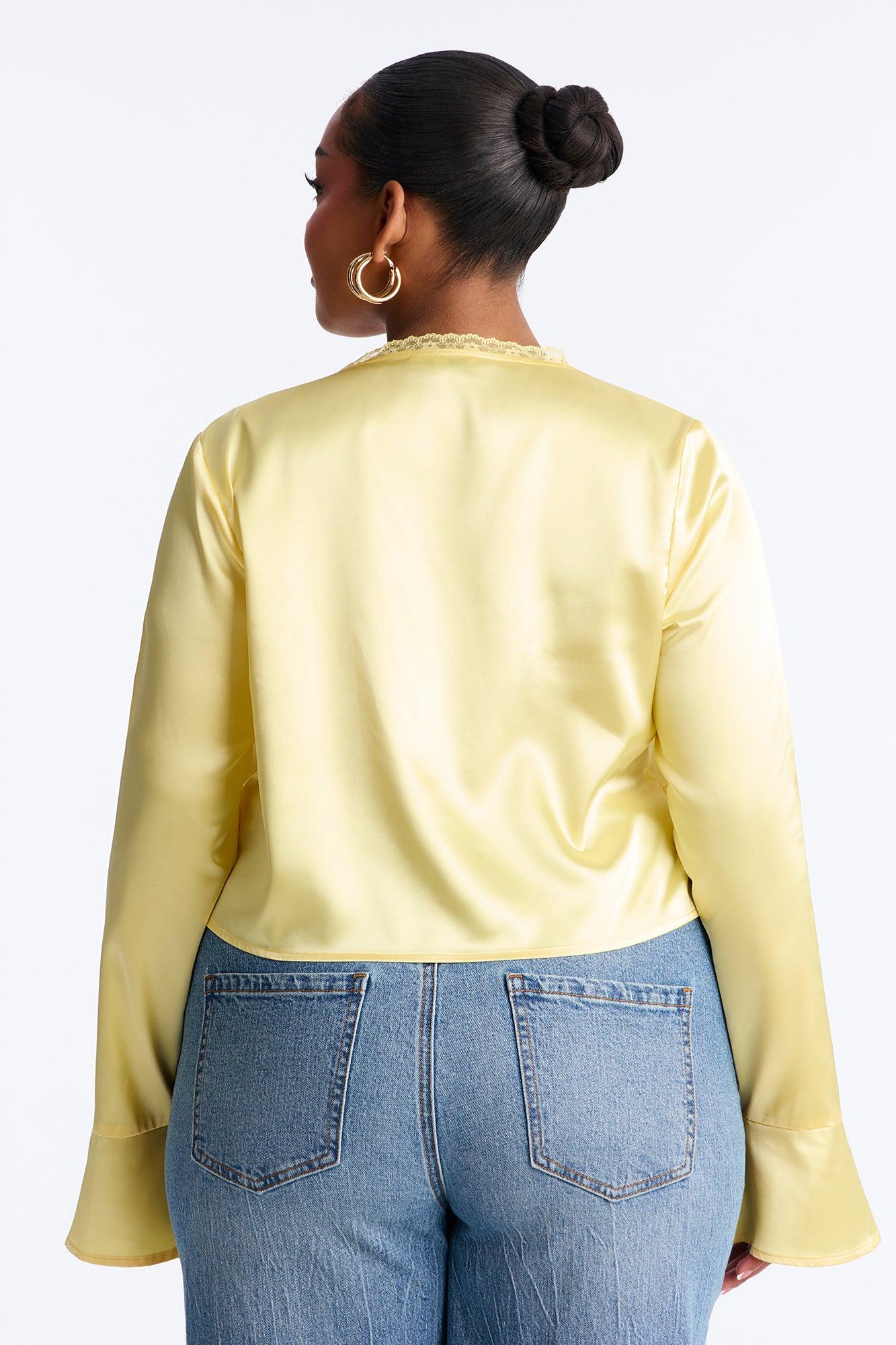 Gorgeously Beautiful Satin Top - Butter Yellow Female Product Image