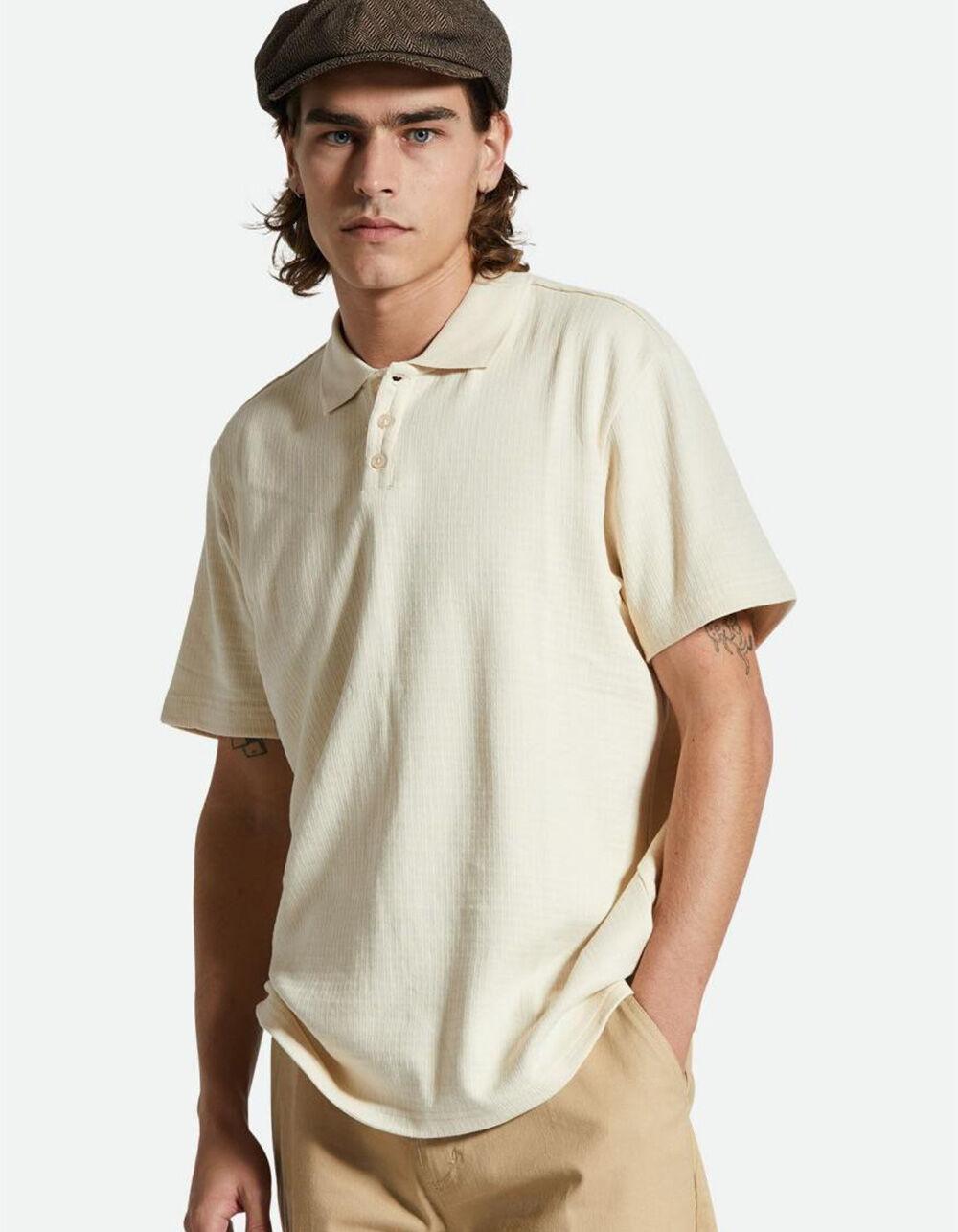 BRIXTON Waffle Mens Polo - WHITE Product Image