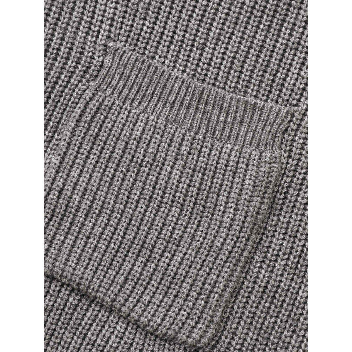 Plus Size Supersoft Ribbed Drop Shoulder Wool Cardigan Mediumgray Women Casual Loose Long Sleeve Everyday Cardigans BloomChic 26/4X Product Image