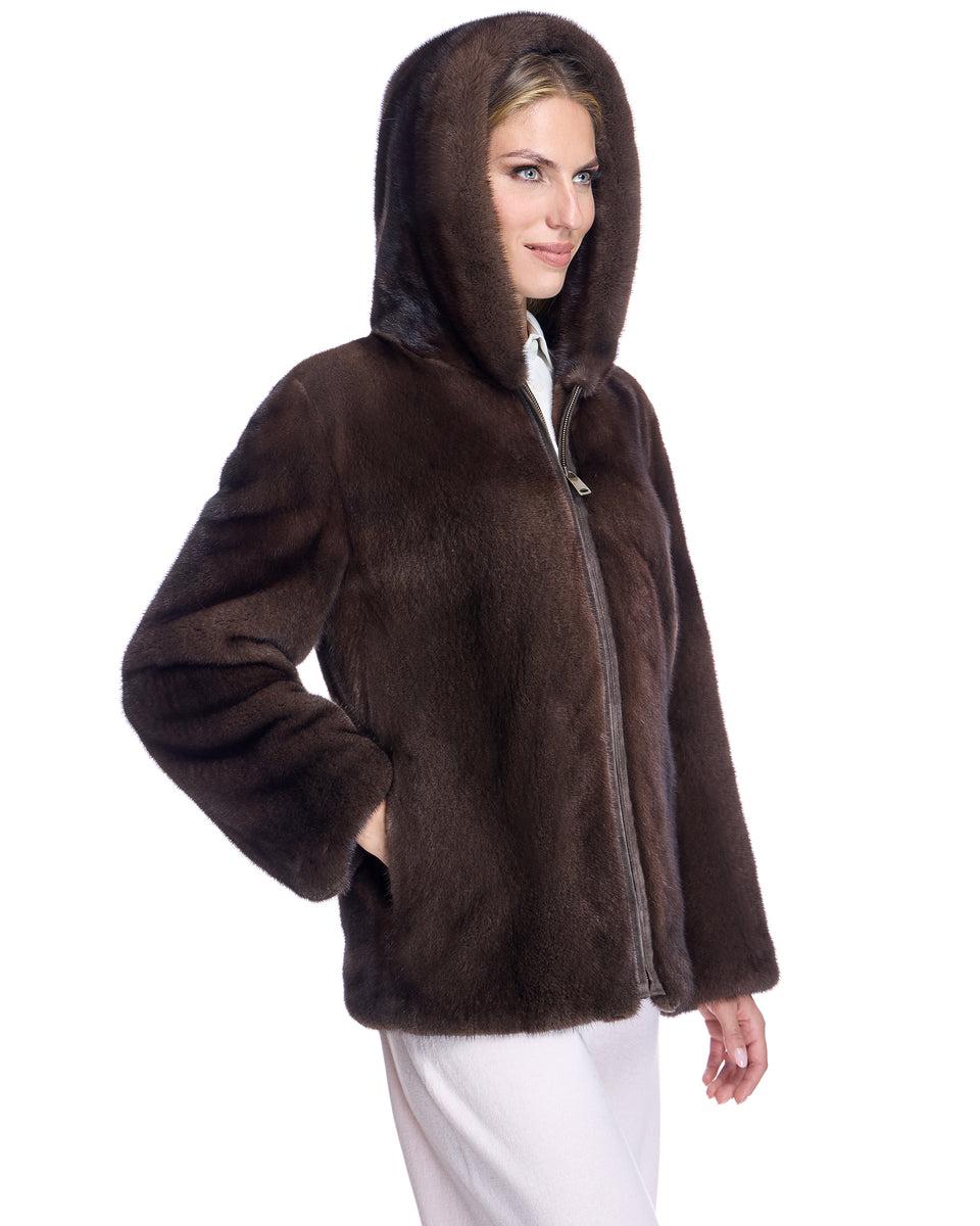 Hooded Mink Jacket Product Image
