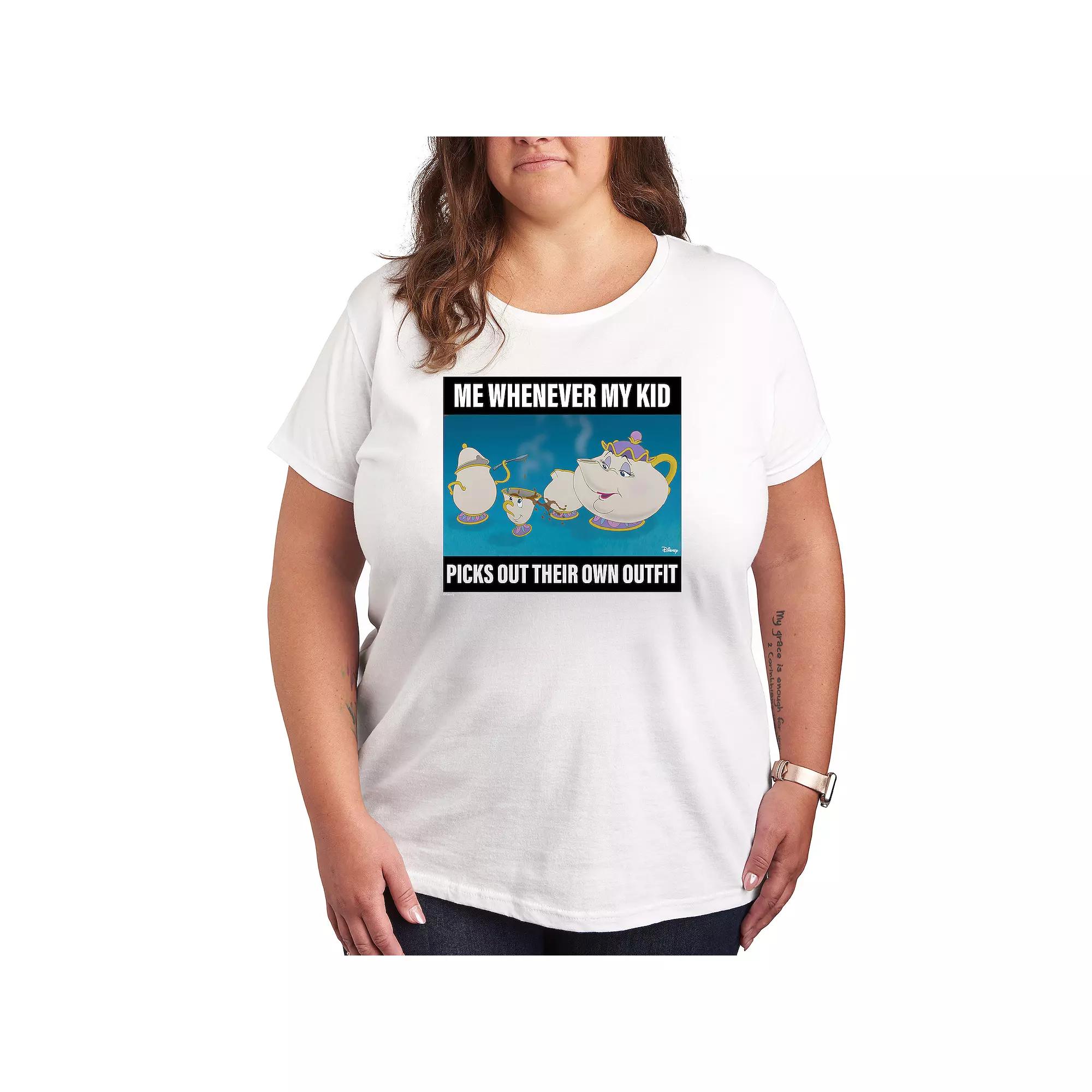 Disney's Beauty and the Beast Plus Me When Kid Picks Outfit Meme Graphic Tee, Women's,  Product Image