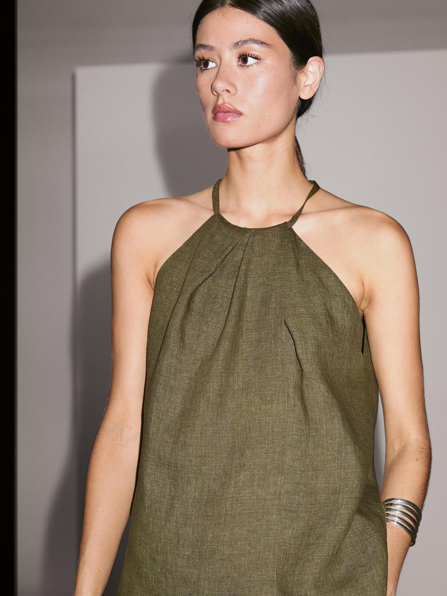 100% linen crossover halter top Product Image