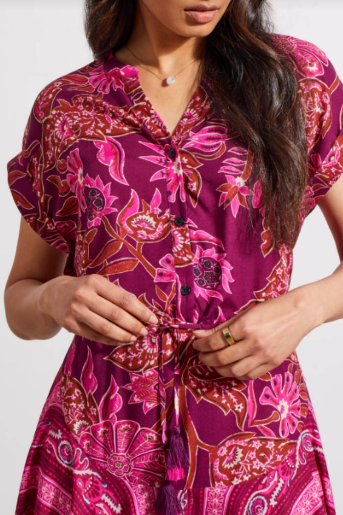 Combo Print Dress with Waist Drawcord Product Image