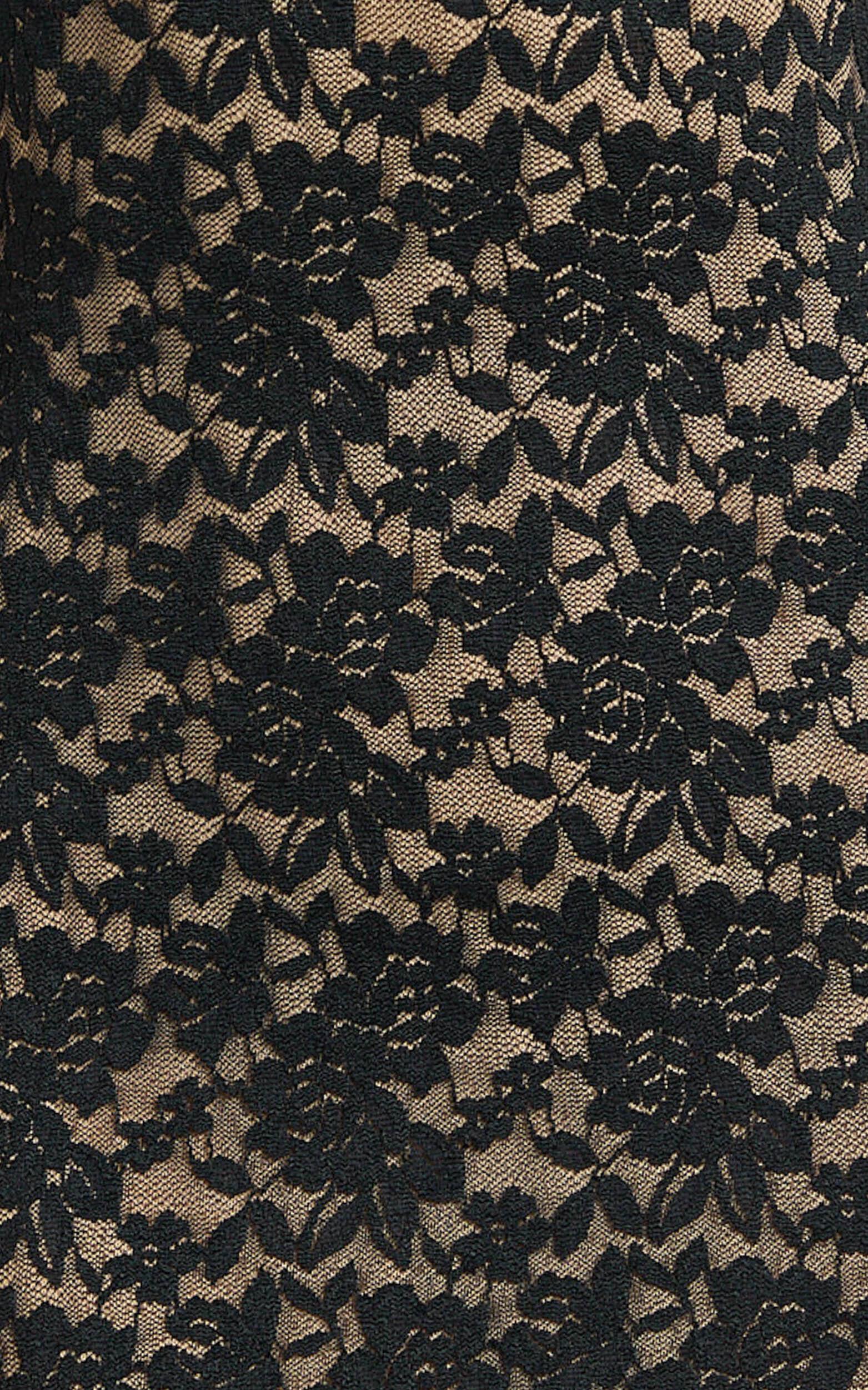 Emma Midi Dress - Lace Cap Sleeve Bodycon Dress in Black Product Image