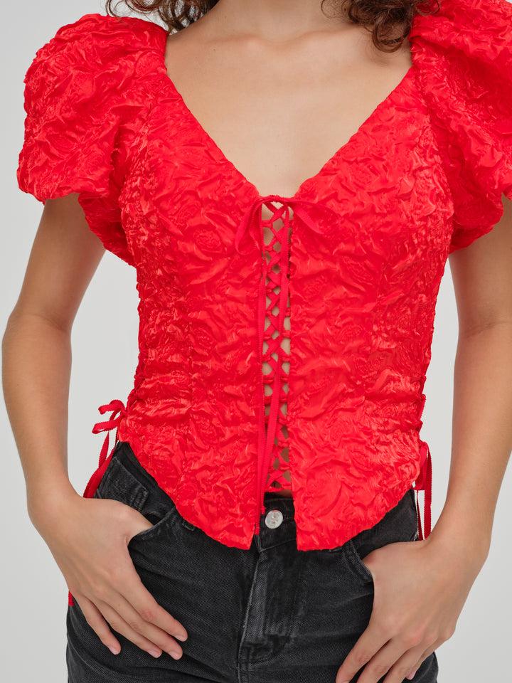 Frosted Organza Top — Red Product Image