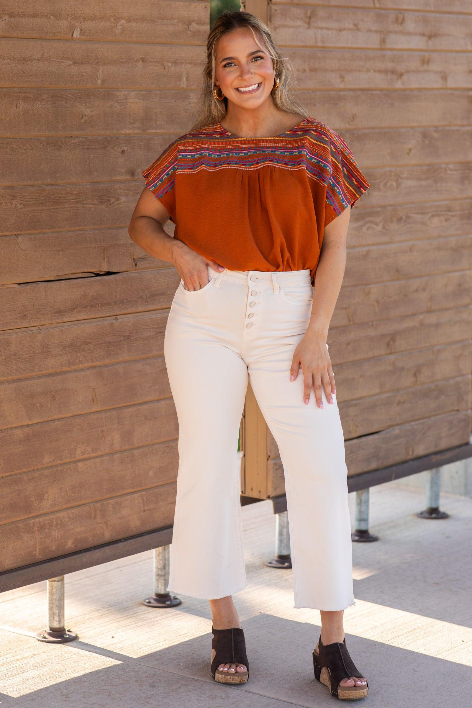 Mica Light Peach High Rise Wide Leg Pant Product Image