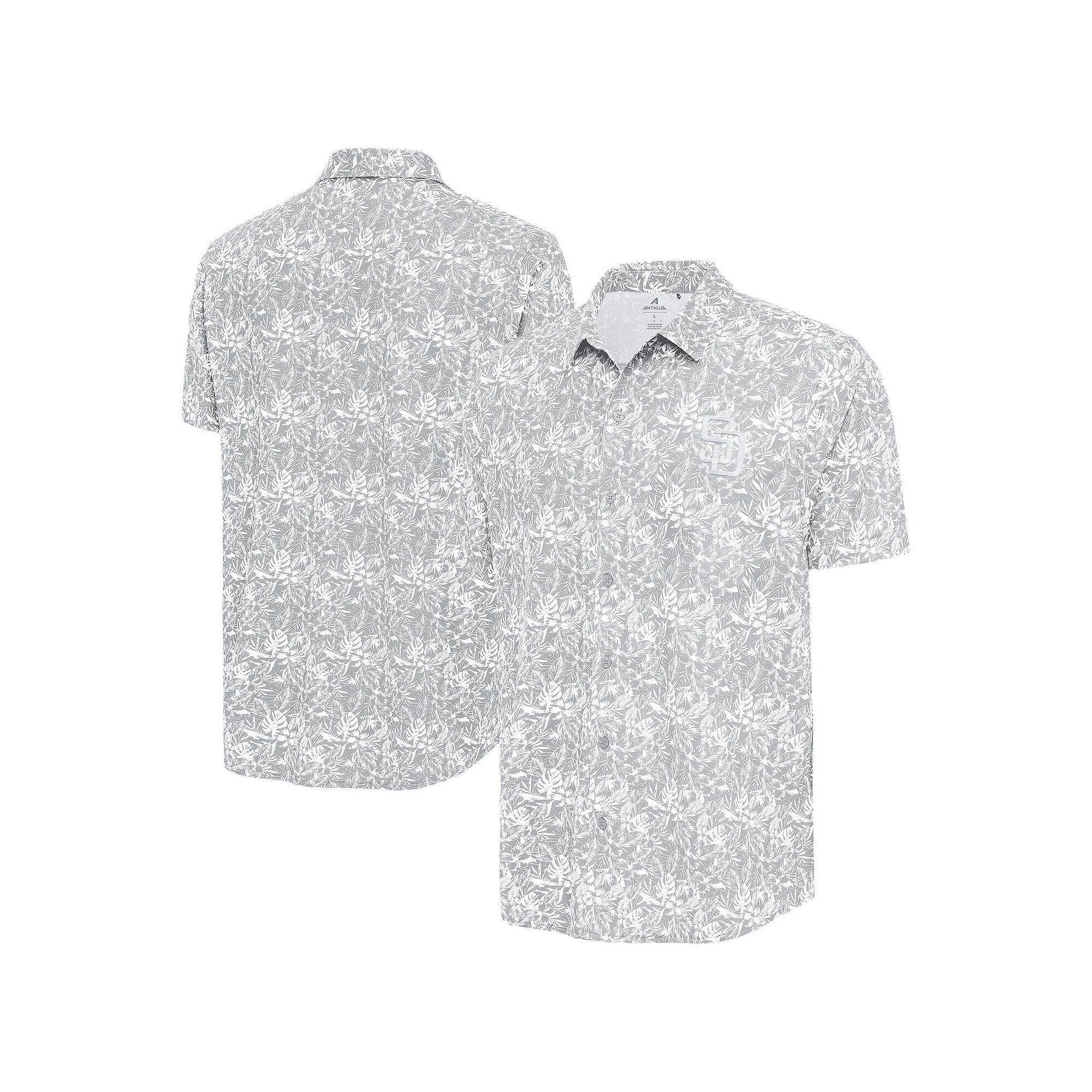 Men's Antigua Gray San Diego Padres Resort Button-Up Shirt,  Product Image