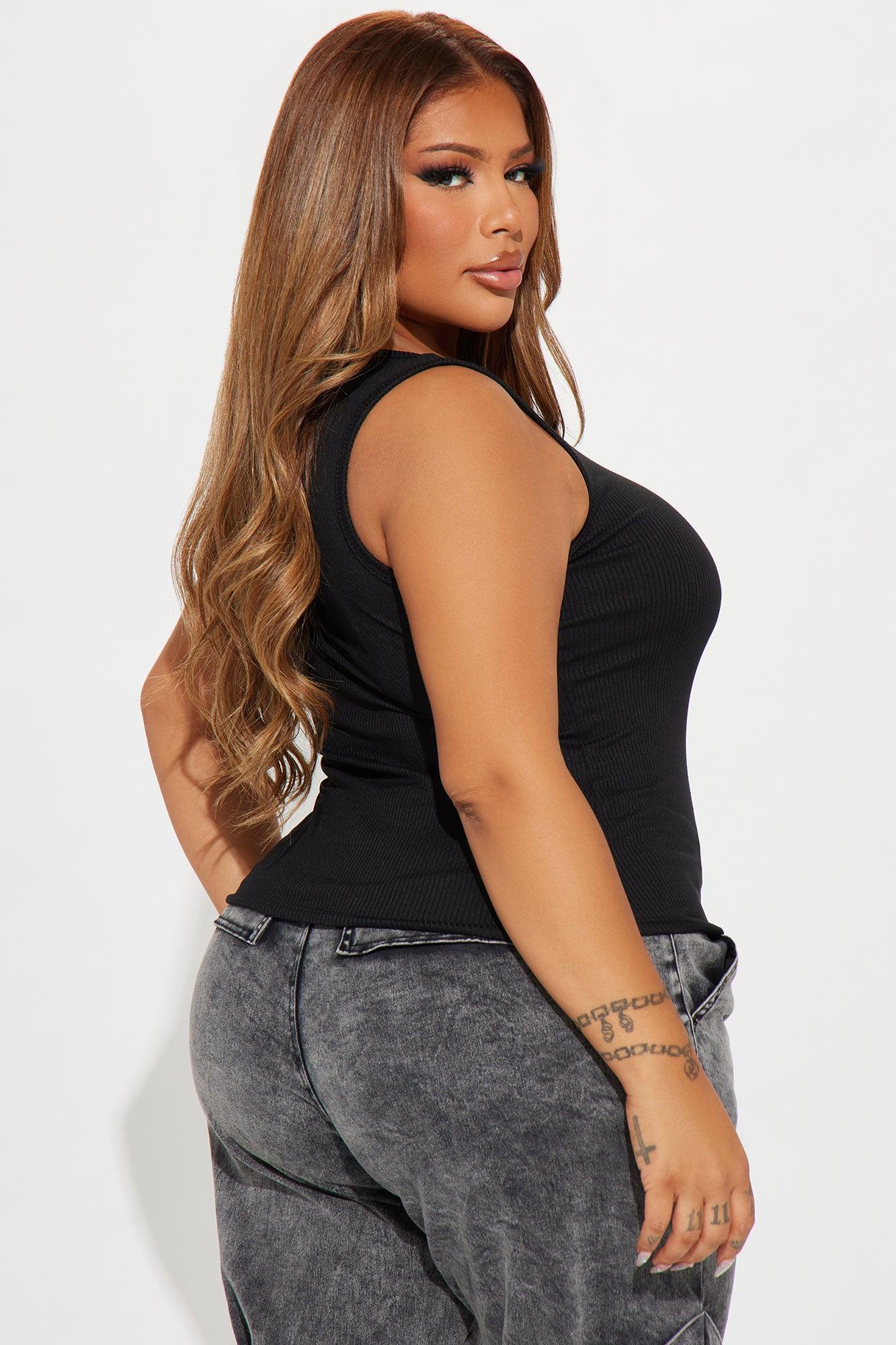 Sasha Scoop Neck Tank Top - Black Product Image